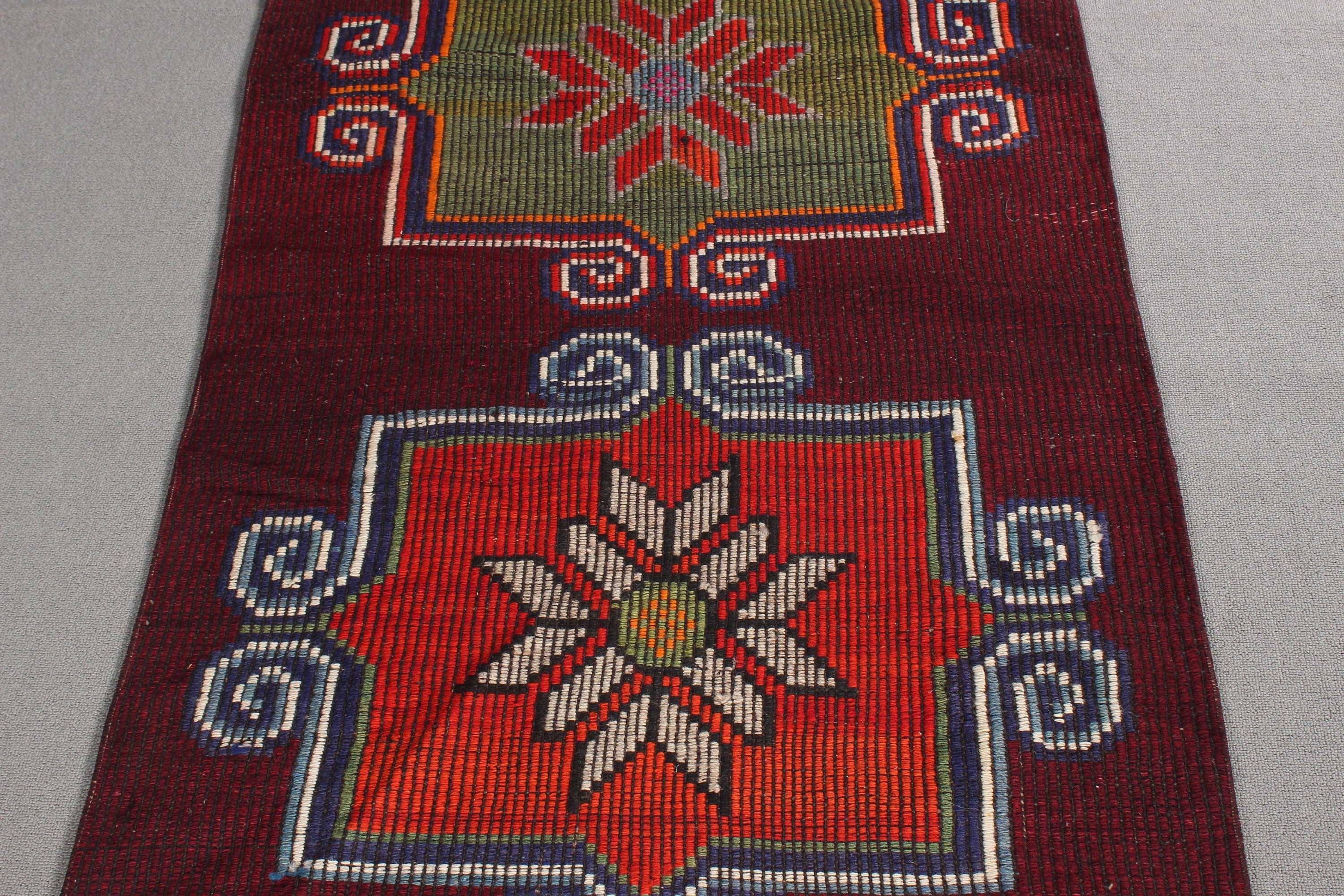 Vintage Runner Halı, Mutfak Halısı, Kilim, Oushak Halıları, Oryantal Halı, 3x9.9 ft Runner Halıları, Vintage Halı, Mor El Dokuma Halı, Türk Halısı