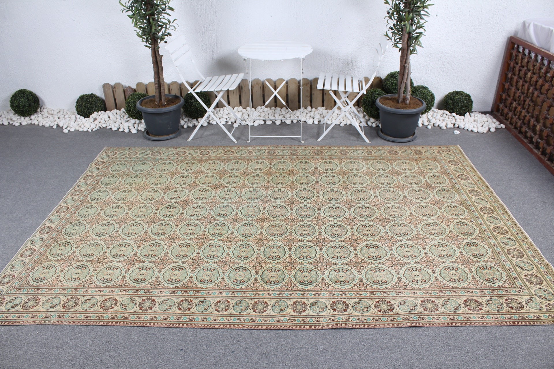 Antique Rugs, Nomadic Rug, 6.4x9.8 ft Large Rugs, Vintage Rugs, Dining Room Rug, Bedroom Rug, Green Antique Rug, Floor Rug, Turkish Rugs