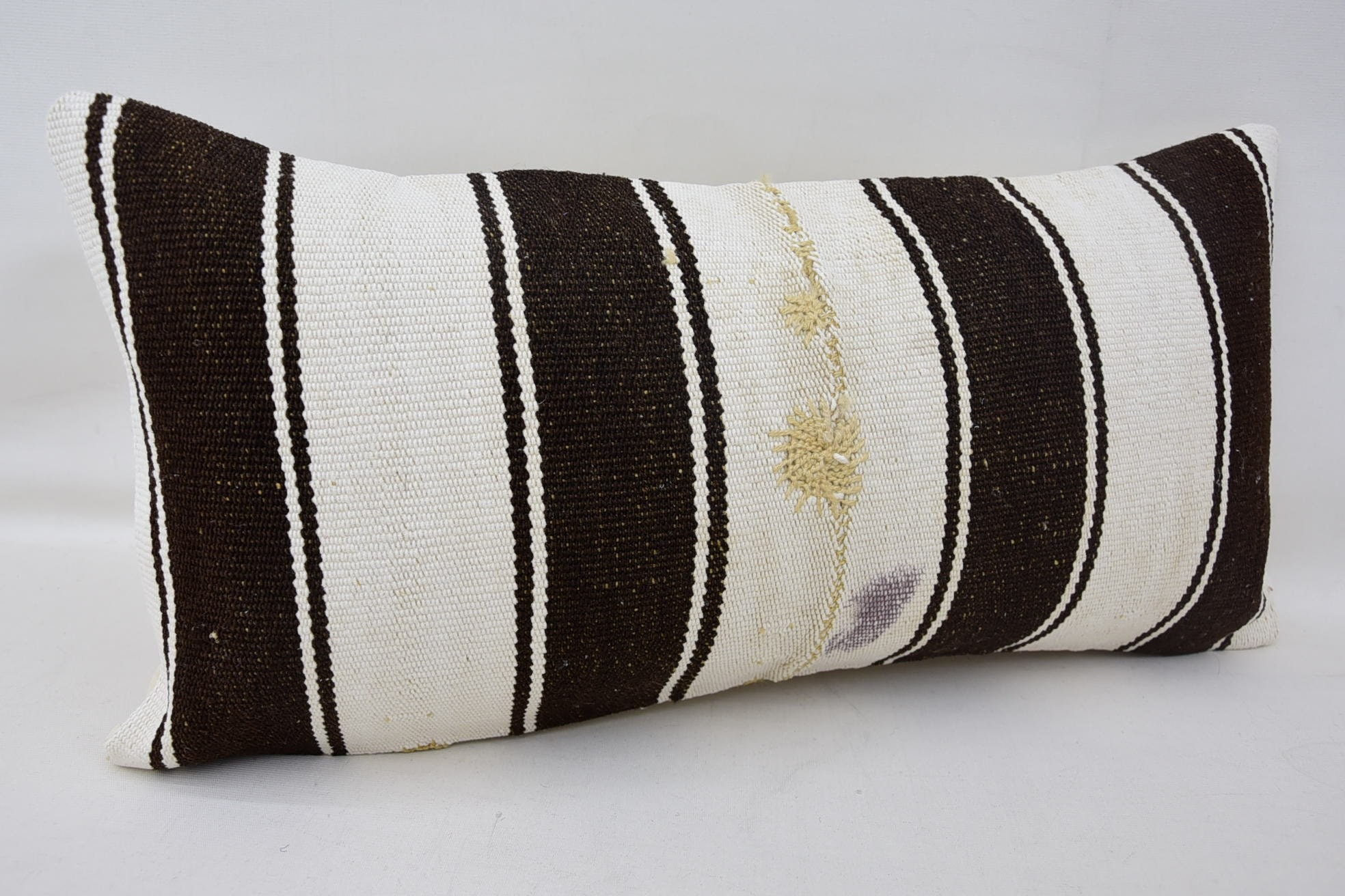 Kilim Pillow Cover, Boho Pillow Sham Cover, Southwestern Cushion Case, 12"x24" White Pillow Sham, Turkish Kilim Pillow