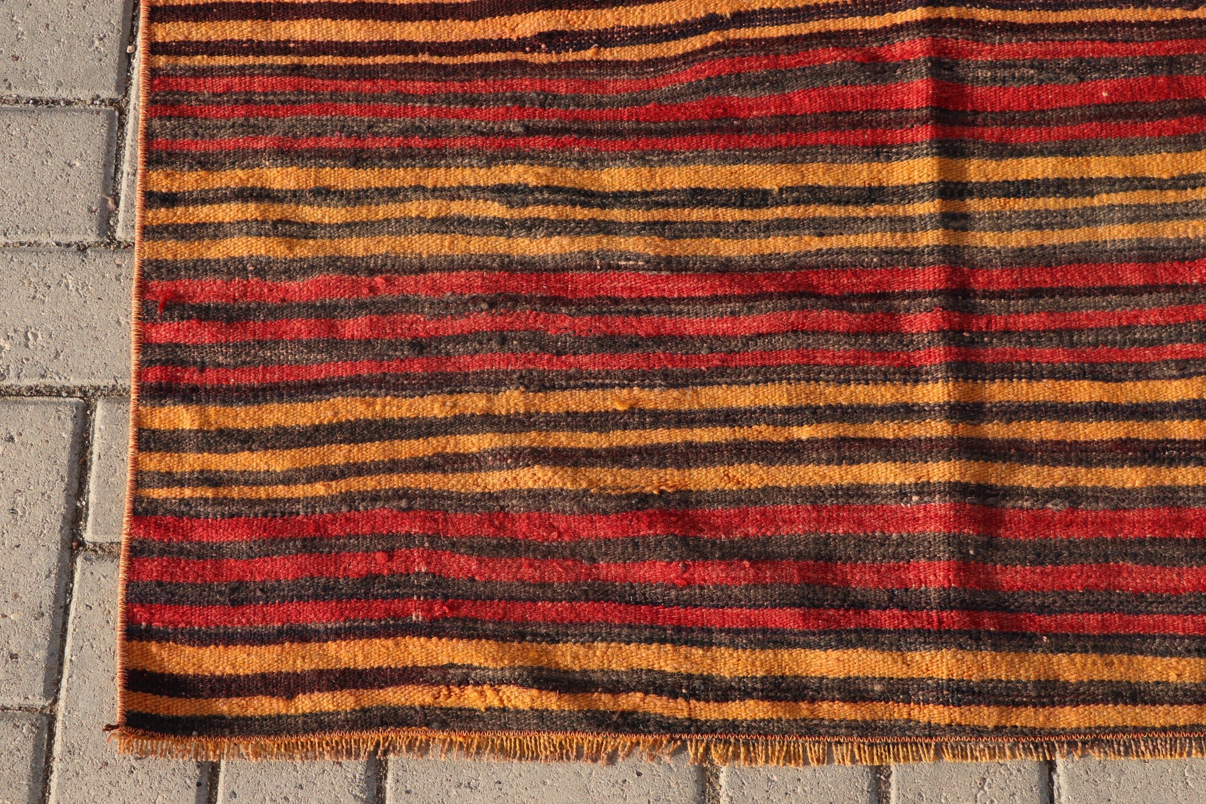Kilim, Oriental Rug, Vintage Rug, Bedroom Rug, Yellow Anatolian Rug, 3.9x9.5 ft Area Rugs, Kitchen Rugs, Home Decor Rugs, Turkish Rug