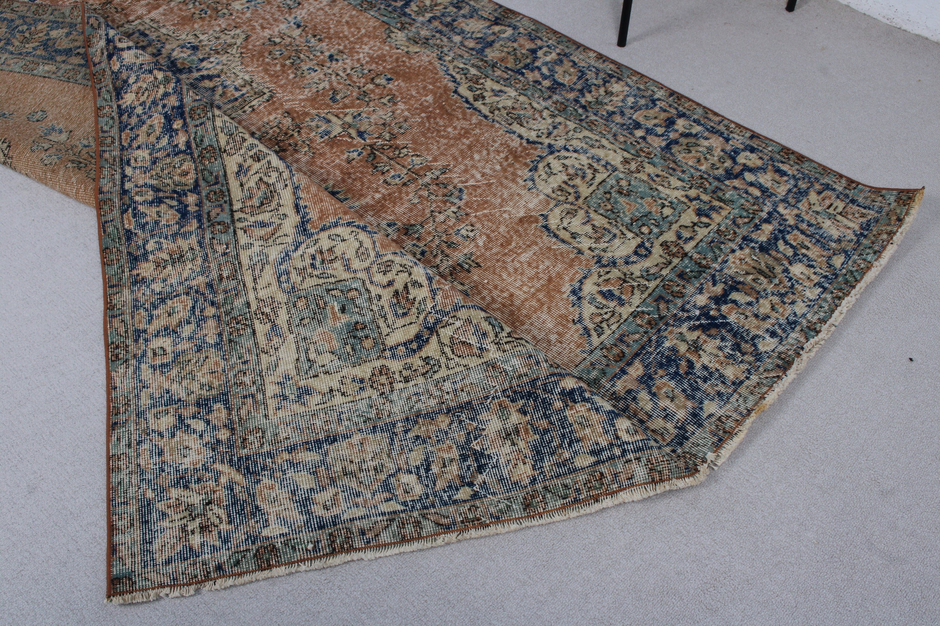 Oturma Odası Halısı, 5.2x8.4 ft Büyük Halı, Büyük Oushak Halıları, Vintage Halı, Boho Halısı, Mavi Fas Halıları, Türk Halısı, Oushak Halıları, Lüks Halı