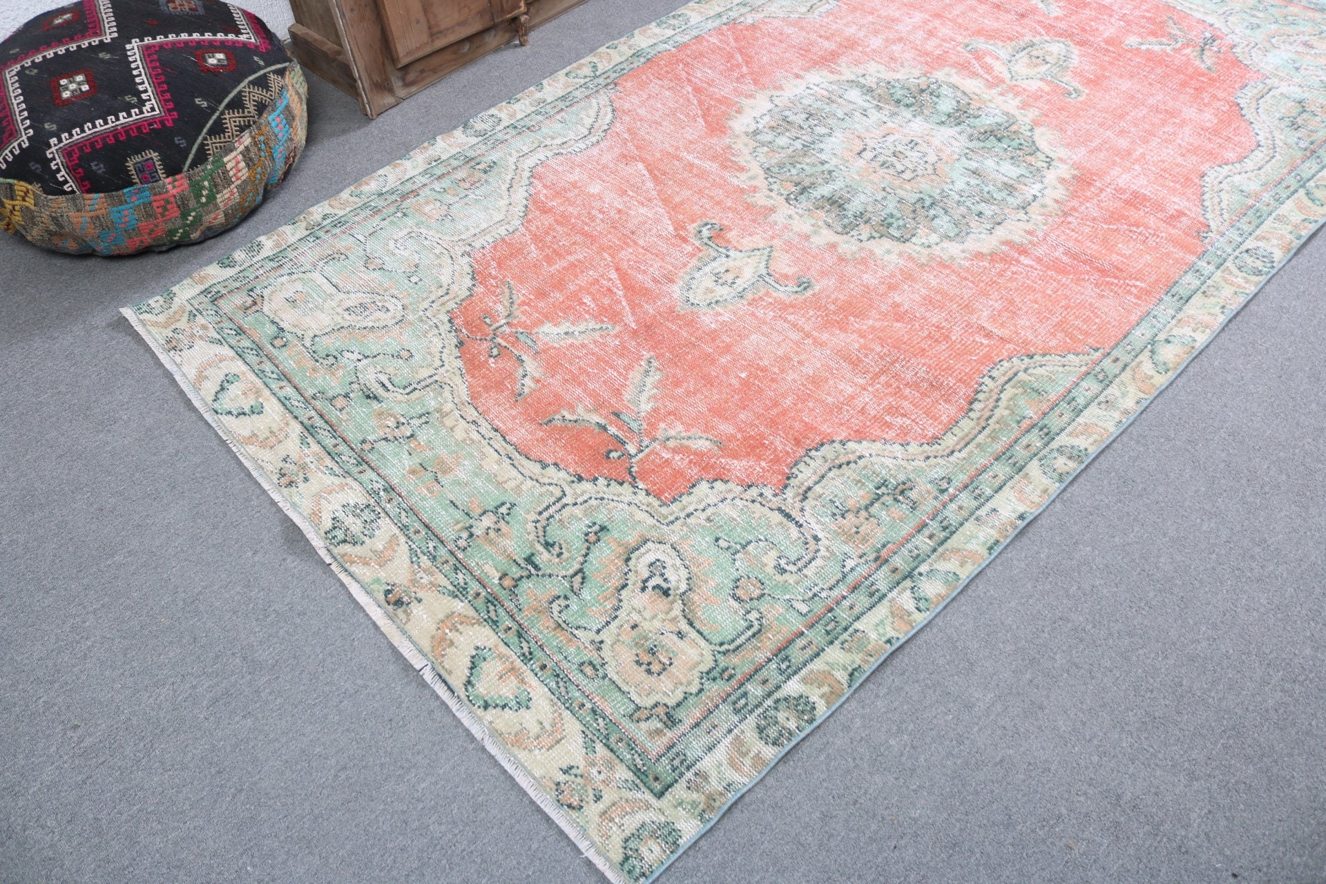 Boho Bölge Halısı, Aztek Halısı, Açıklama Halısı, El Dokuma Halısı, Vintage Halı, Yemek Odası Halıları, Türk Halıları, 4,7x8,4 ft Alan Kilimi, Kırmızı Anadolu Halısı