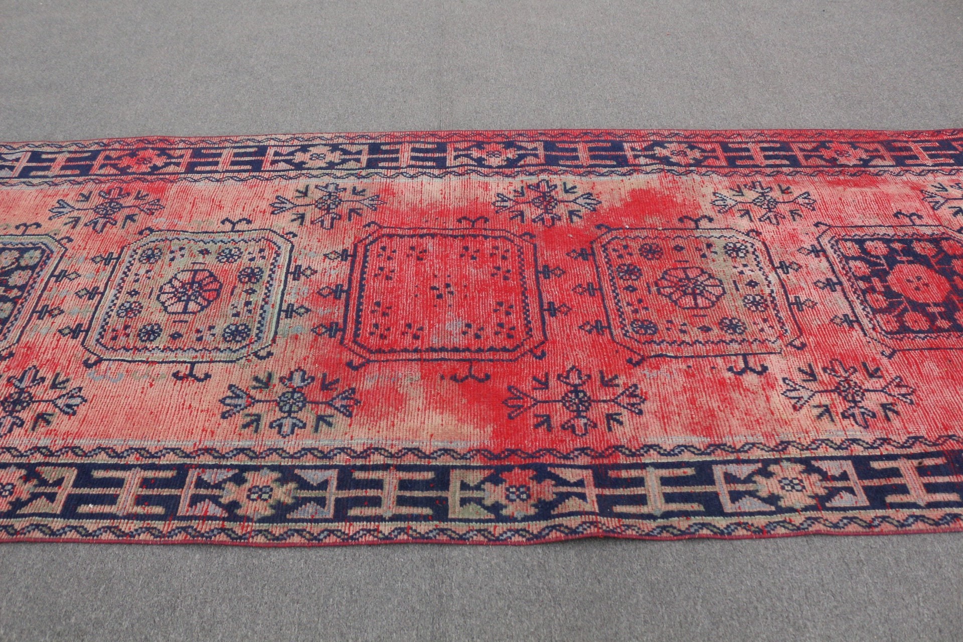 Boho Rugs, Oushak Rug, Bedroom Rugs, Turkish Rugs, Living Room Rugs, Vintage Rugs, 4.3x10.6 ft Large Rug, Red Oushak Rugs