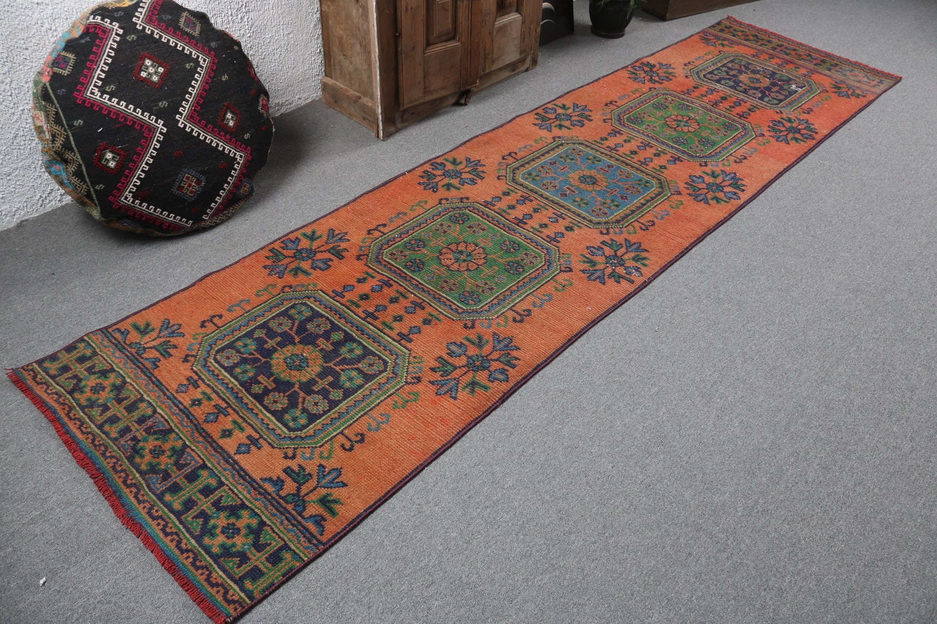 Bedroom Rug, Orange Home Decor Rugs, Neutral Rugs, Turkish Rug, Boho Rug Runner Rugs, 2.9x11.1 ft Runner Rug, Long Runner Rugs, Vintage Rug