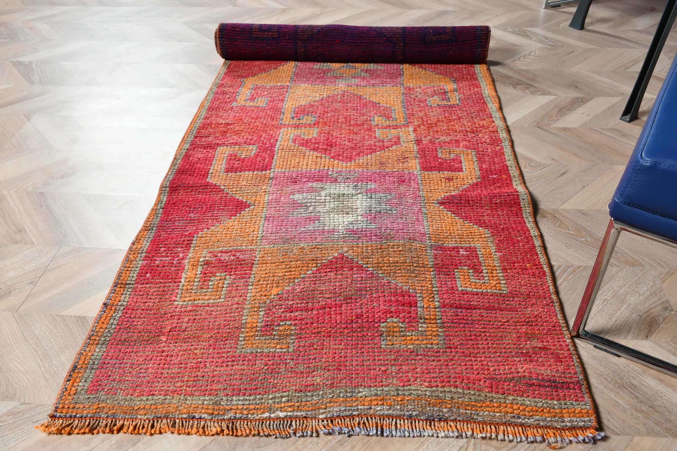 Floor Rugs, Turkish Rug, 2.9x9.4 ft Runner Rug, Corridor Rugs, Vintage Rugs, Pink Home Decor Rug, Bedroom Rug, Hallway Rug, Nomadic Rugs