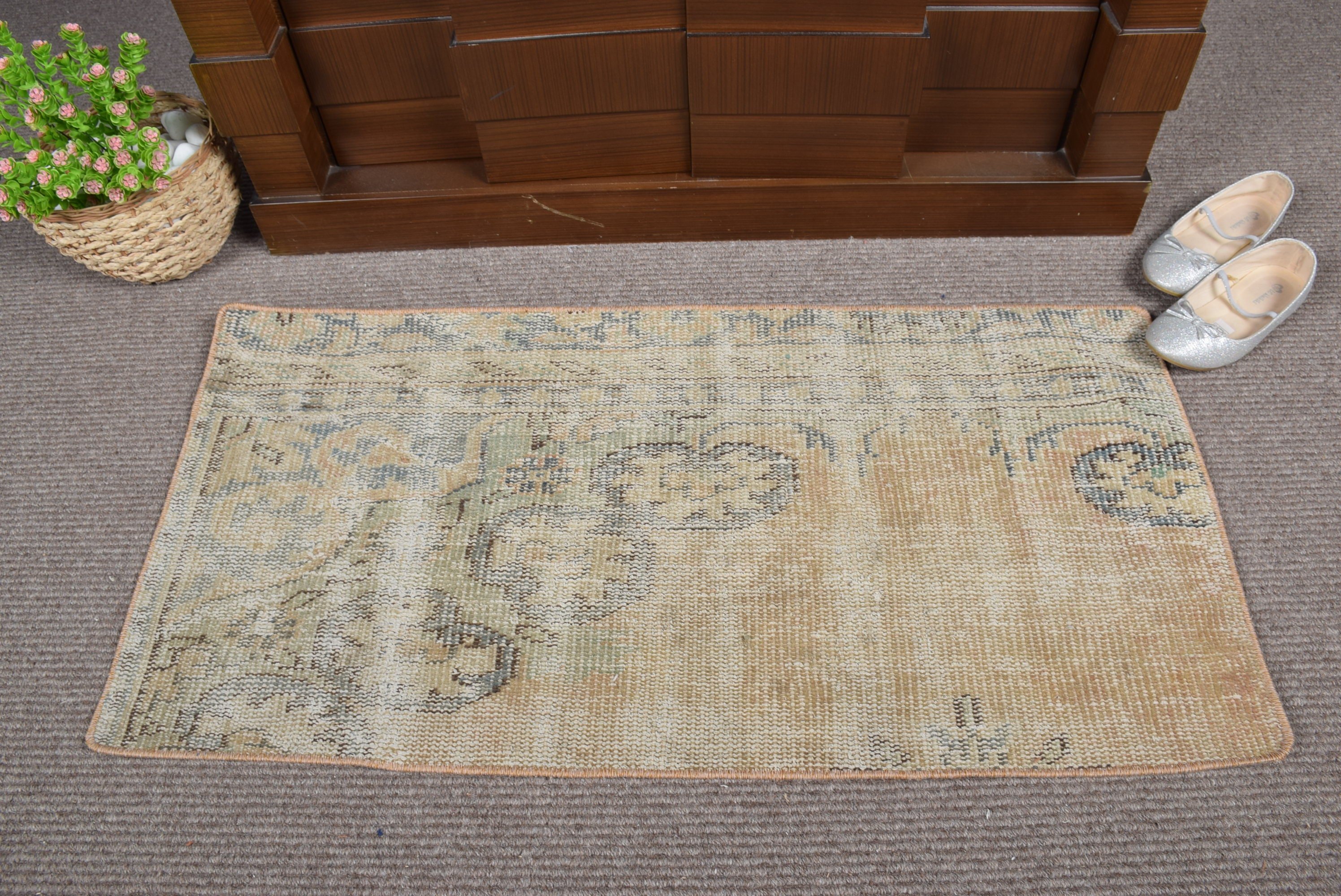 1.6x3.3 ft Small Rug, Cool Rug, Kitchen Rugs, Beige Home Decor Rugs, Turkish Rug, Bedroom Rugs, Rugs for Entry, Vintage Rug