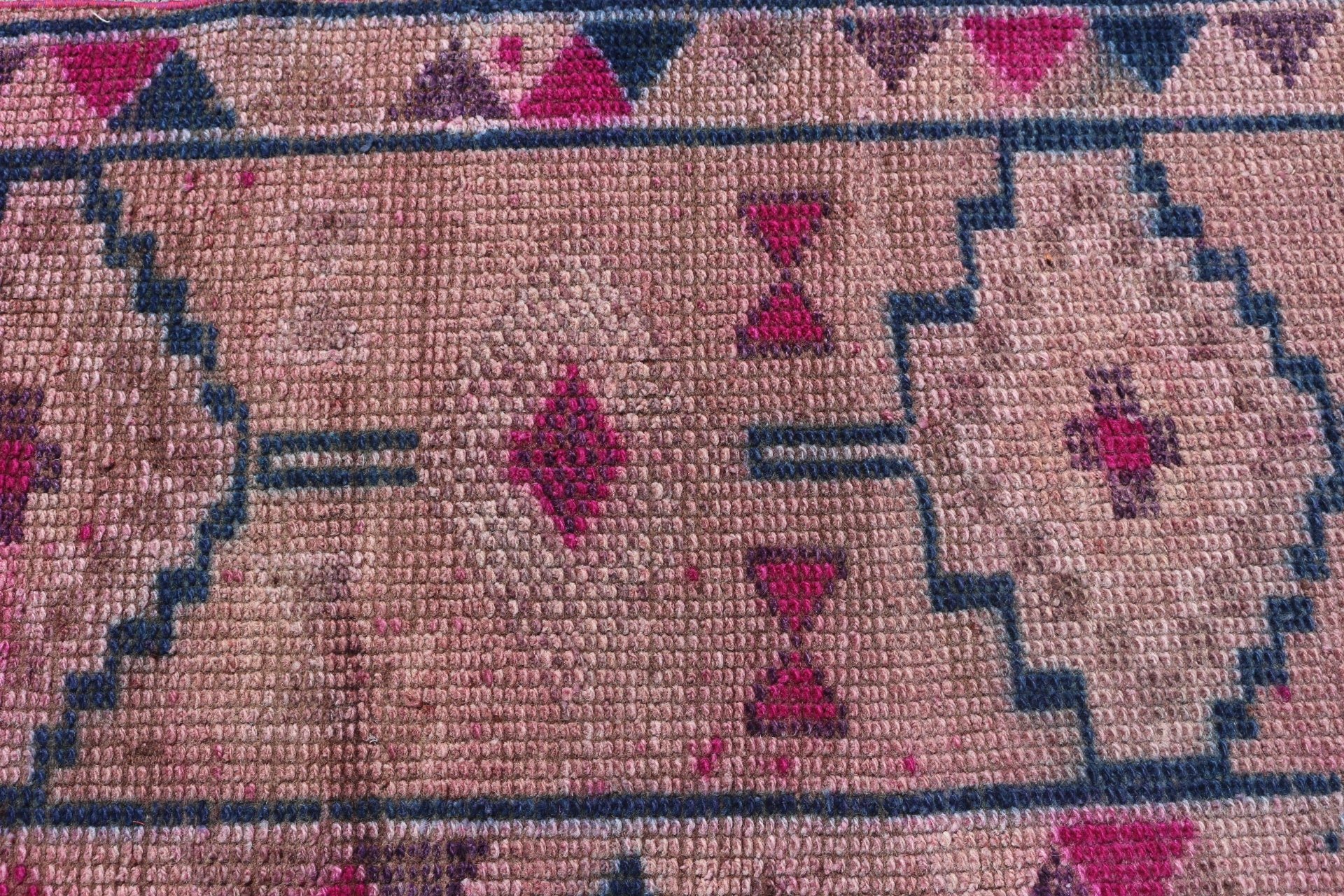 Stair Rug, Turkish Rugs, Anatolian Rugs, Office Rug, Kitchen Rug, Wool Rug, Pink Home Decor Rugs, 2.5x11.2 ft Runner Rugs, Vintage Rugs