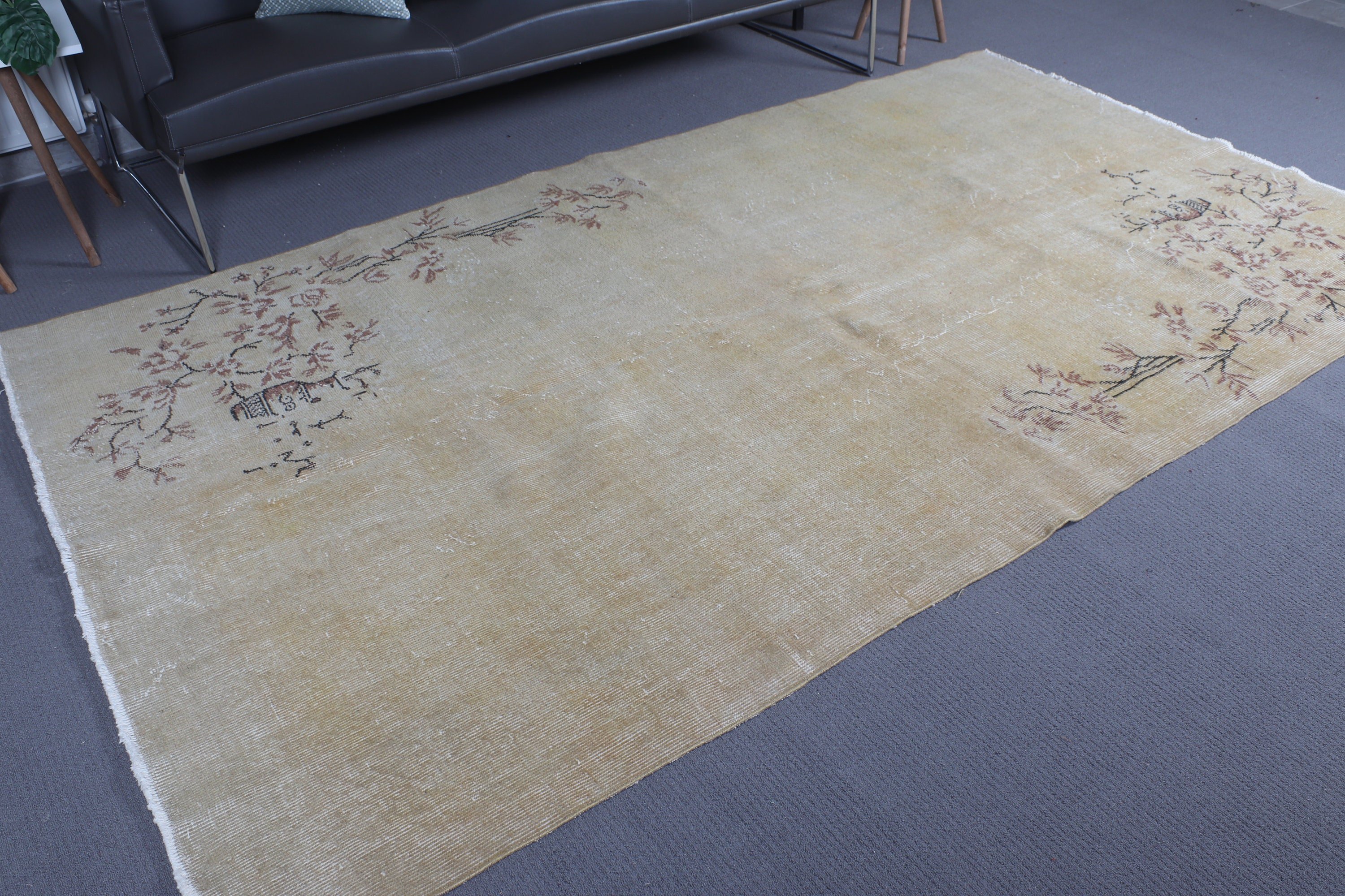 Living Room Rugs, Large Oushak Rug, Antique Rug, 5.3x9.5 ft Large Rugs, Vintage Rug, Beige Oushak Rugs, Turkish Rugs, Anatolian Rug