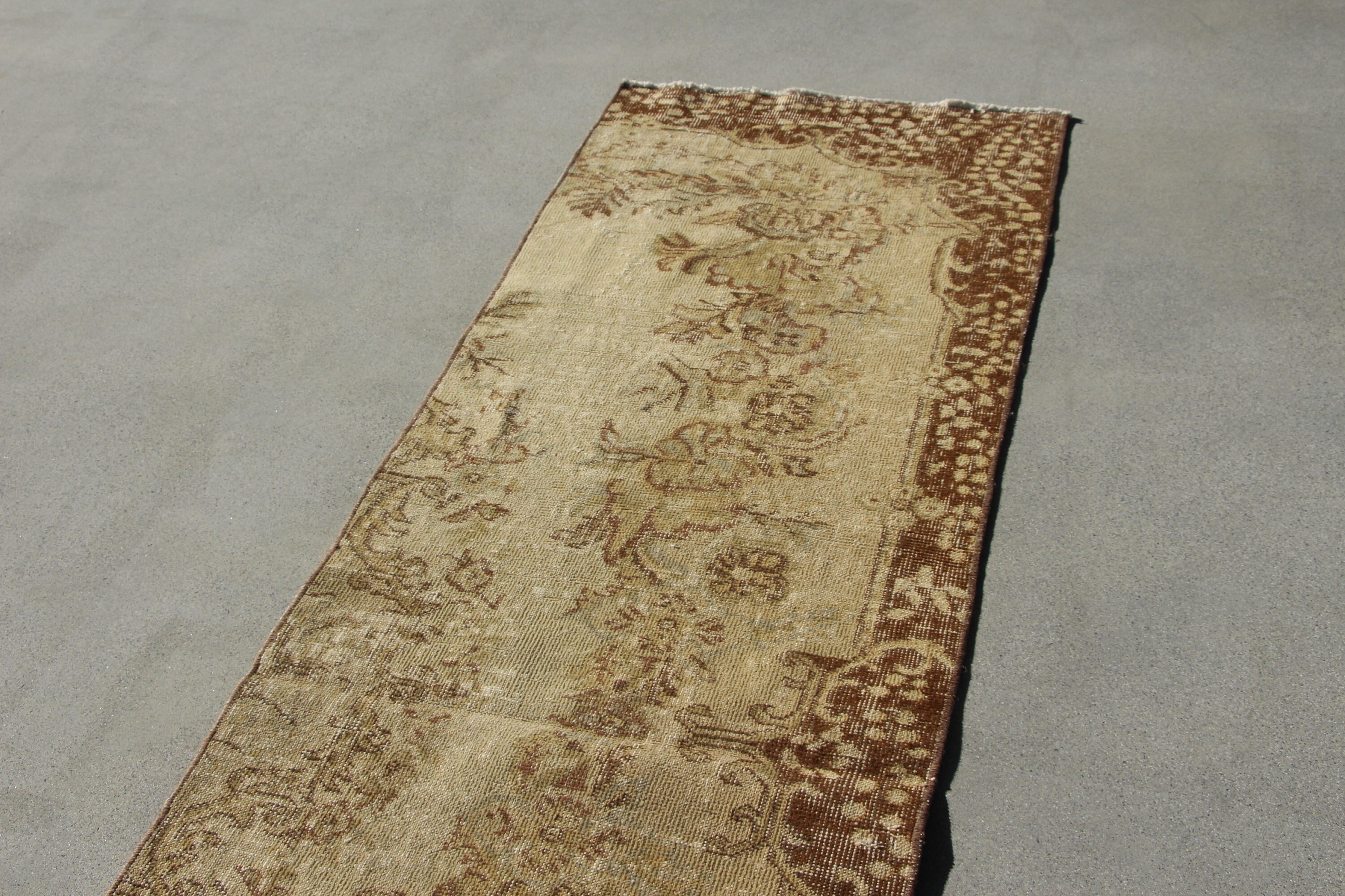 Türk Halısı, Vintage Halı, Bej 2.4x8.8 ft Runner Halısı, Merdiven Halıları, Mutfak Halısı, Merdiven Halısı, Ev Dekor Halısı, Sessiz Halı