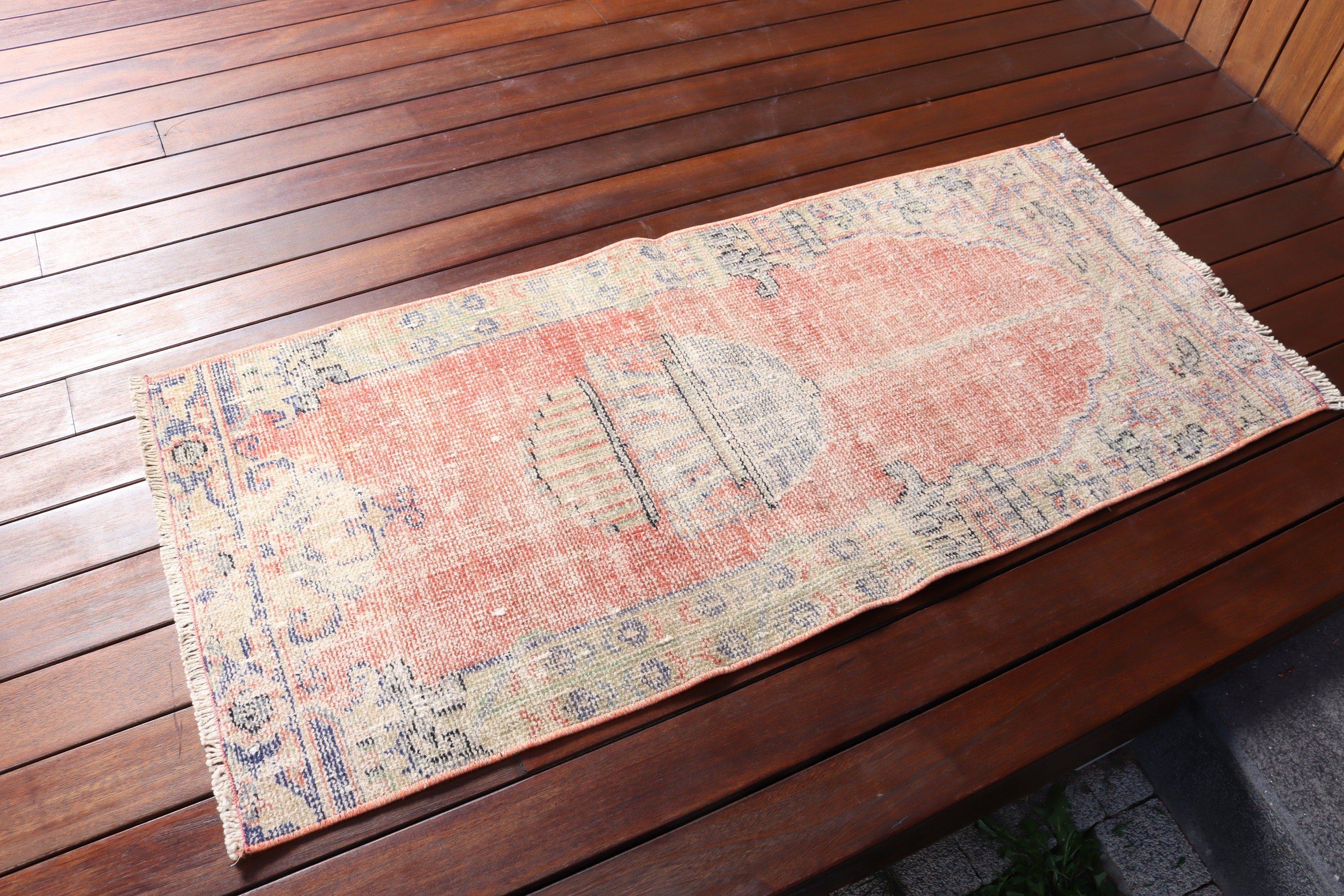 Geometrik Halılar, 1.9x4.3 ft Küçük Halı, Paspas Halısı, Dış Mekan Halıları, Lüks Halı, Kırmızı Boho Halıları, Küçük Alan Halısı, Vintage Halılar, Türk Halıları