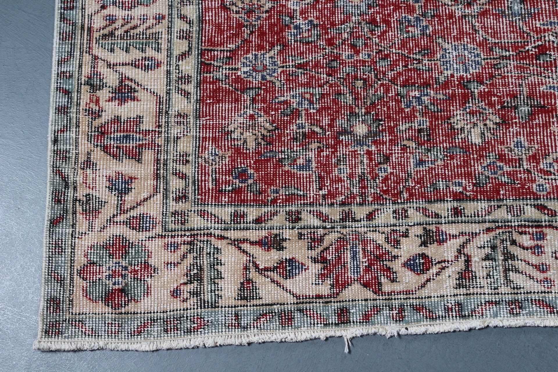 Oushak Halısı, Kırmızı Anadolu Halısı, Yatak Odası Halıları, Vintage Halı, 5.5x9.5 ft Büyük Halı, Yurt Halısı, Türk Halıları, Salon Halıları, Oturma Odası Halısı