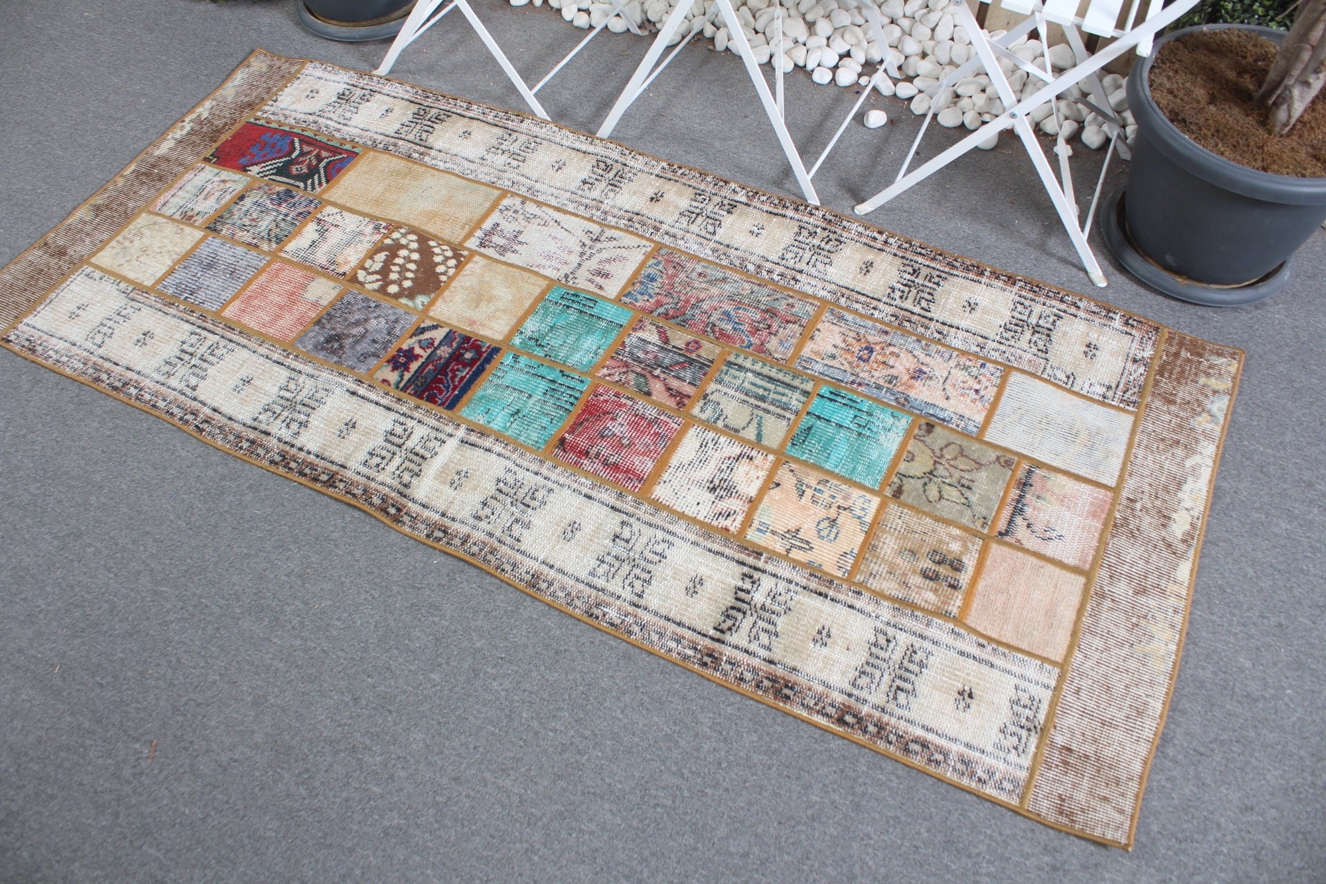 Entry Rug, Beige Wool Rug, Nursery Rug, Bedroom Rug, Turkish Rug, 2.9x6.4 ft Accent Rugs, Rugs for Kitchen, Vintage Rugs