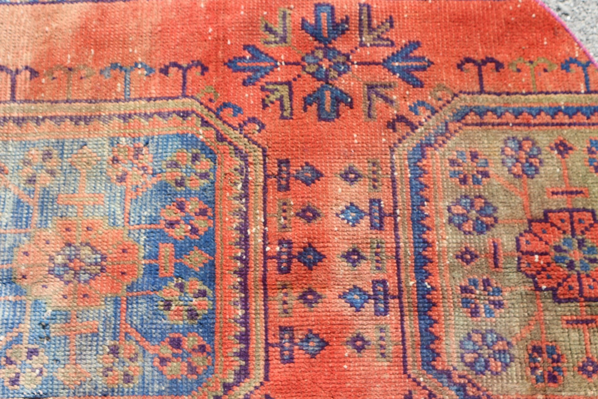 Vintage Halı, 3.3x3.3 ft Küçük Halı, Kırmızı Yatak Odası Halısı, Paspas Halıları, Türk Halısı, Pastel Halılar, Mutfak Halıları, Oushak Halısı, Çocuk Halıları