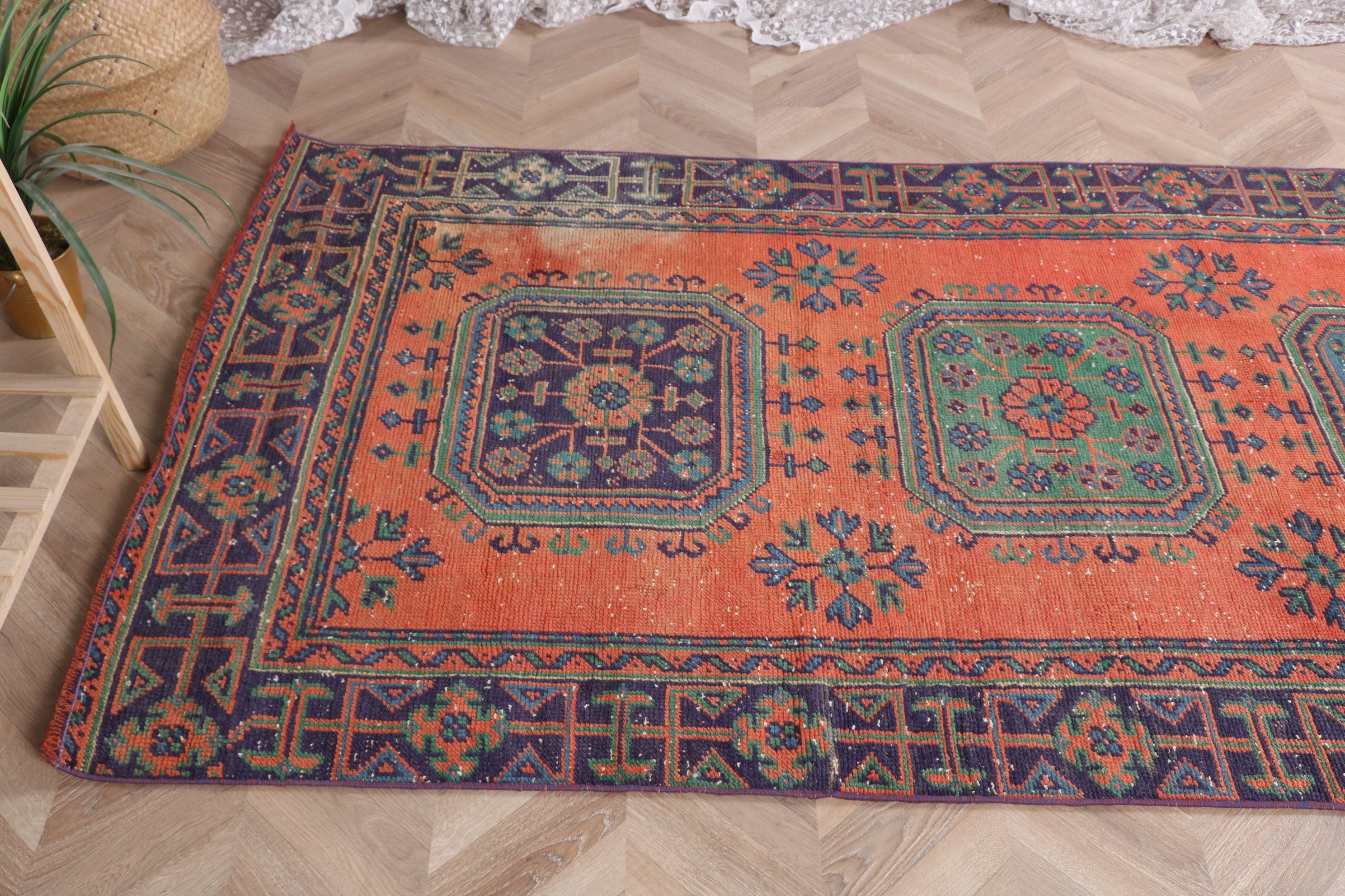 Vintage Runner Halı, Kırmızı Soğuk Halılar, Tribal Halılar, Merdiven Halıları, Vintage Halı, Türk Halısı, 3,9x11 ft Runner Halı, Nötr Halılar, Oryantal Halı