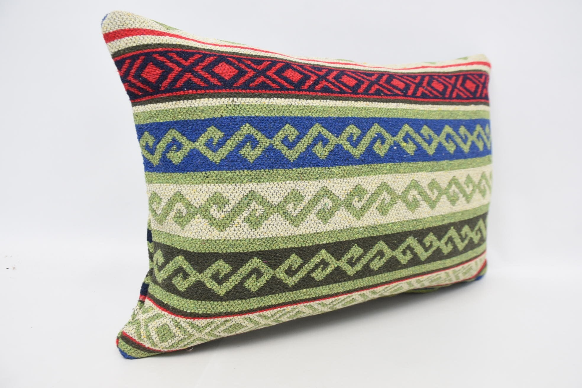 Natural Pillow, Kilim Pillow, 16"x24" Green Pillow Sham, Patio Cushion Cover, Neutral Cushion Cover, Throw Kilim Pillow, Boho Pillow