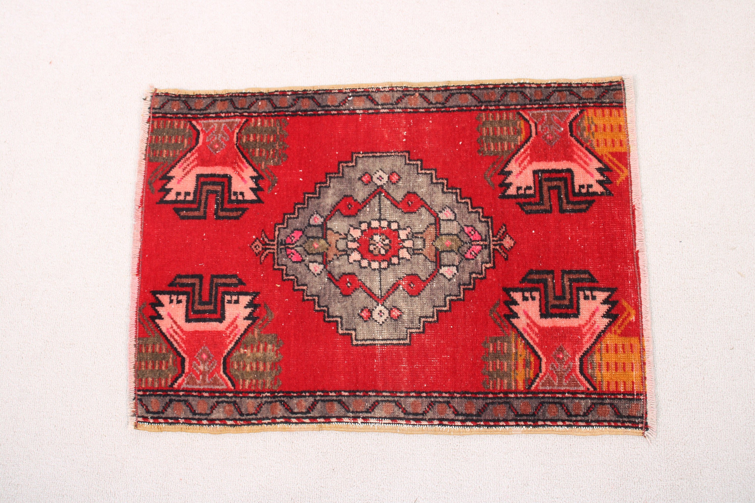 Nursery Rug, Handmade Rug, 1.7x2.3 ft Small Rugs, Door Mat Rugs, Antique Rugs, Turkish Rugs, Floor Rug, Vintage Rugs, Red Flatweave Rug