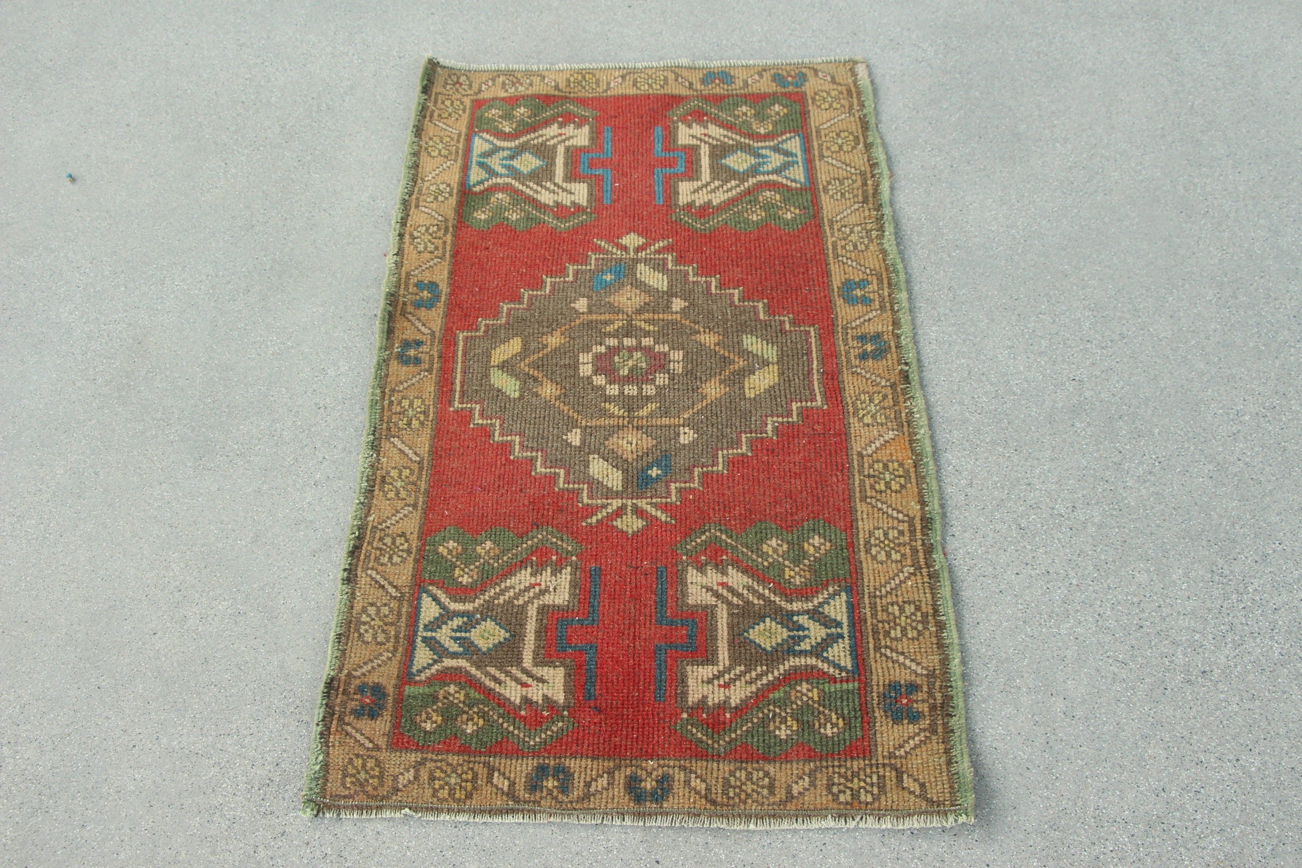 Vintage Rugs, Bath Rug, Small Boho Rug, Artistic Rugs, Red Home Decor Rug, Turkish Rug, 1.8x3.2 ft Small Rug, Flatweave Rug