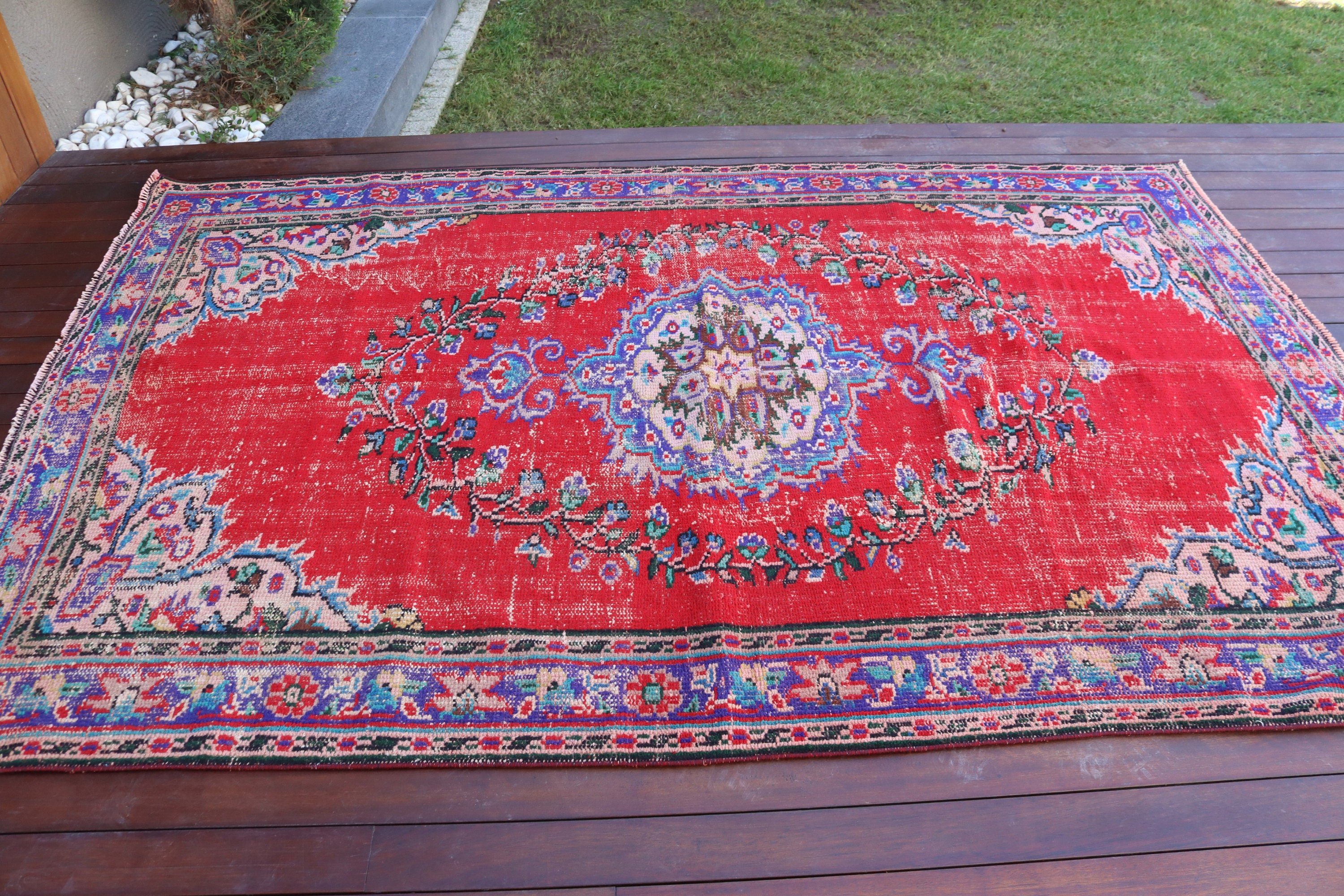 Large Boho Rug, 5.4x8.4 ft Large Rugs, Anatolian Rug, Turkish Rugs, Red Modern Rug, Vintage Rugs, Bedroom Rug, Home Decor Rug, Floor Rug