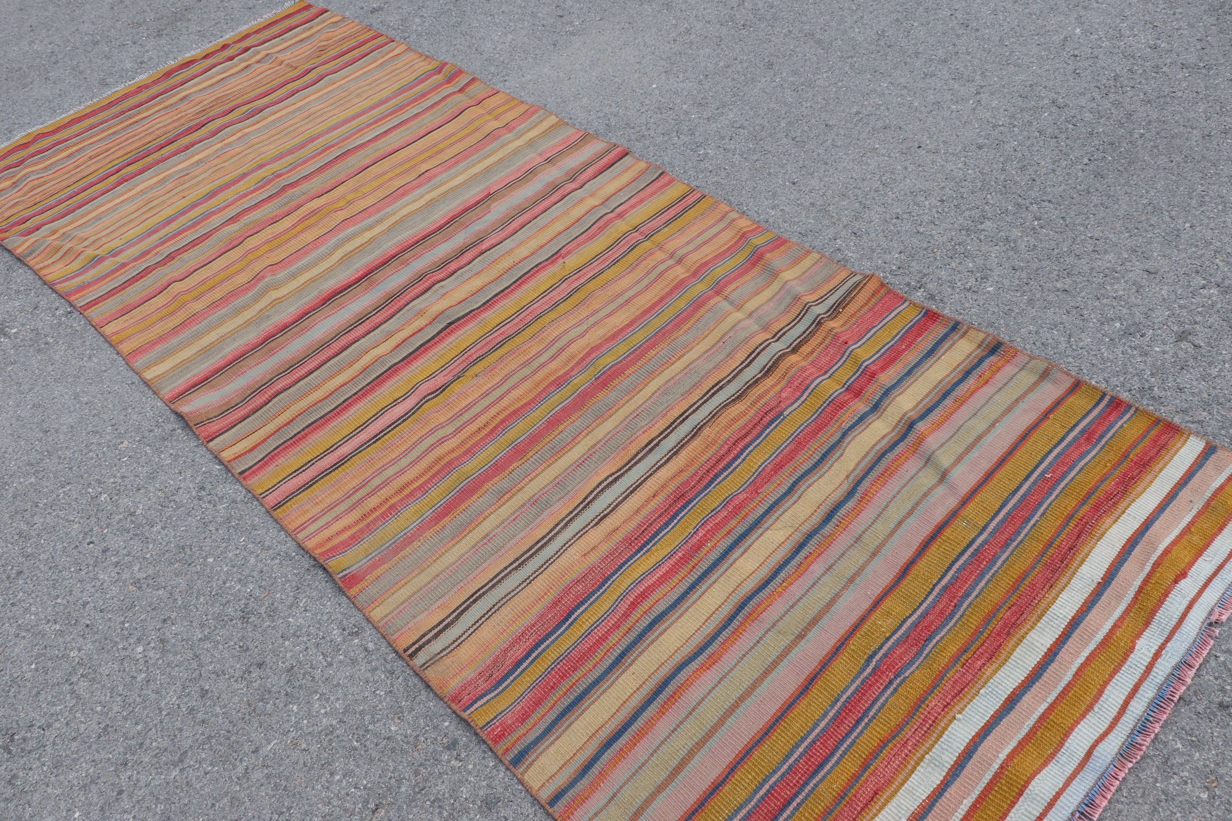 Vintage Halı, Yer Halısı, Oryantal Halı, Boho Halı, Kilim, Kırmızı 4.1x10.4 ft Runner Halıları, Türk Halısı, Koridor Halıları, Mutfak Halıları