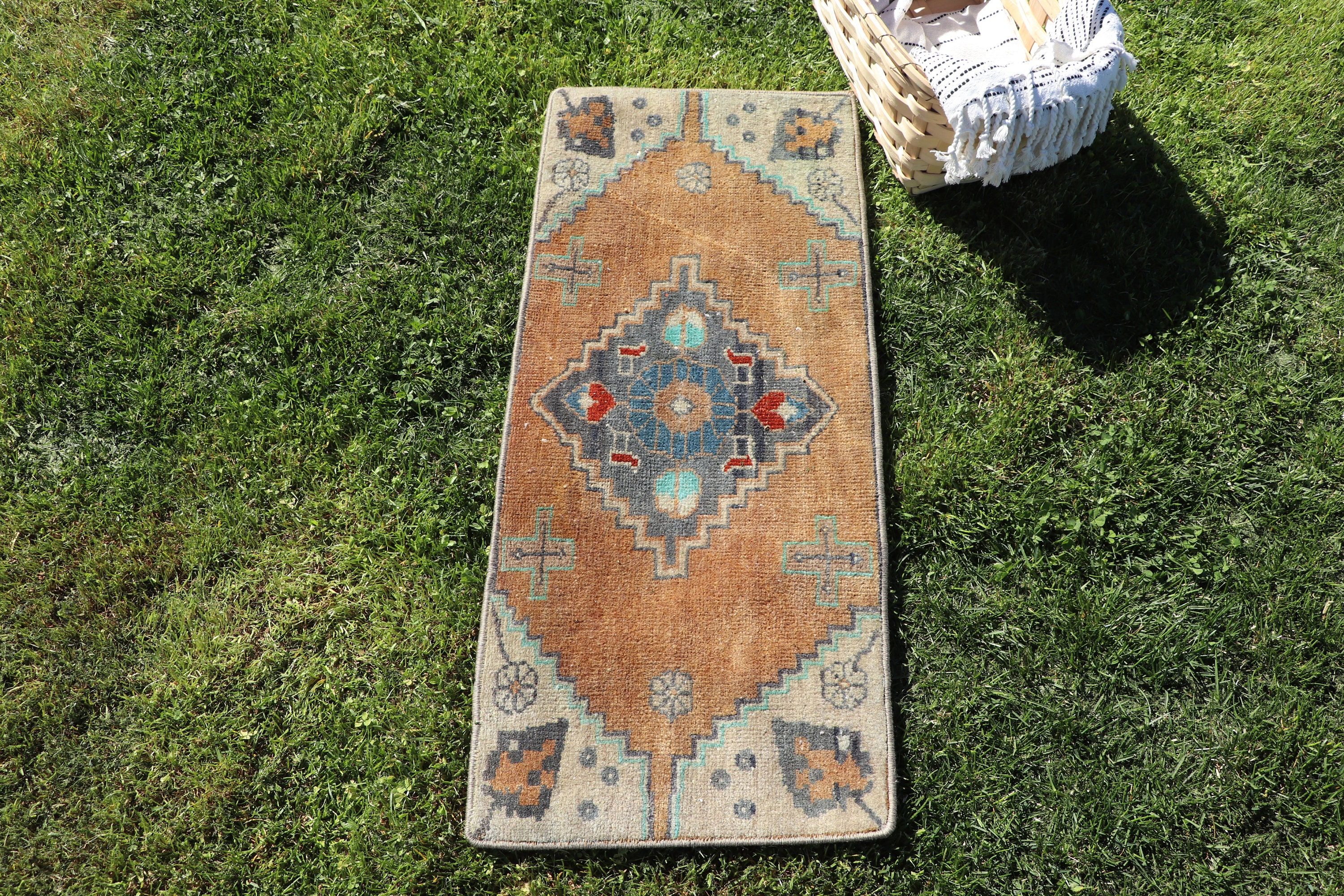 Outdoor Rugs, Vintage Rug, Turkish Rugs, Brown Luxury Rugs, Car Mat Rugs, 1.2x2.8 ft Small Rug, Antique Rugs, Boho Rugs, Small Vintage Rug