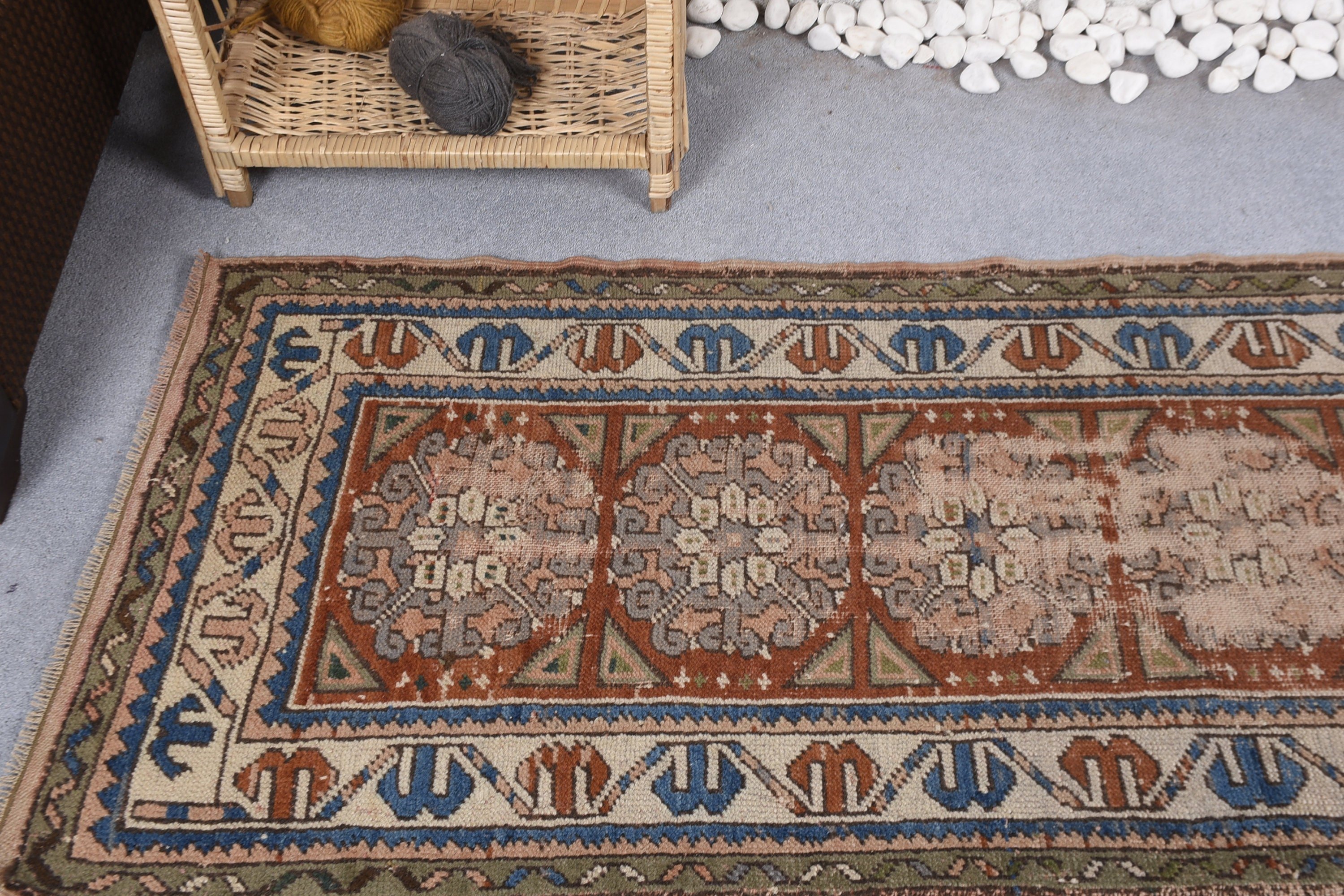 Oryantal Halılar, Mutfak Halısı, Sevimli Halı, Türk Halıları, Kırmızı 2.4x6.8 ft Runner Halısı, Mutfak Halıları, Vintage Halılar