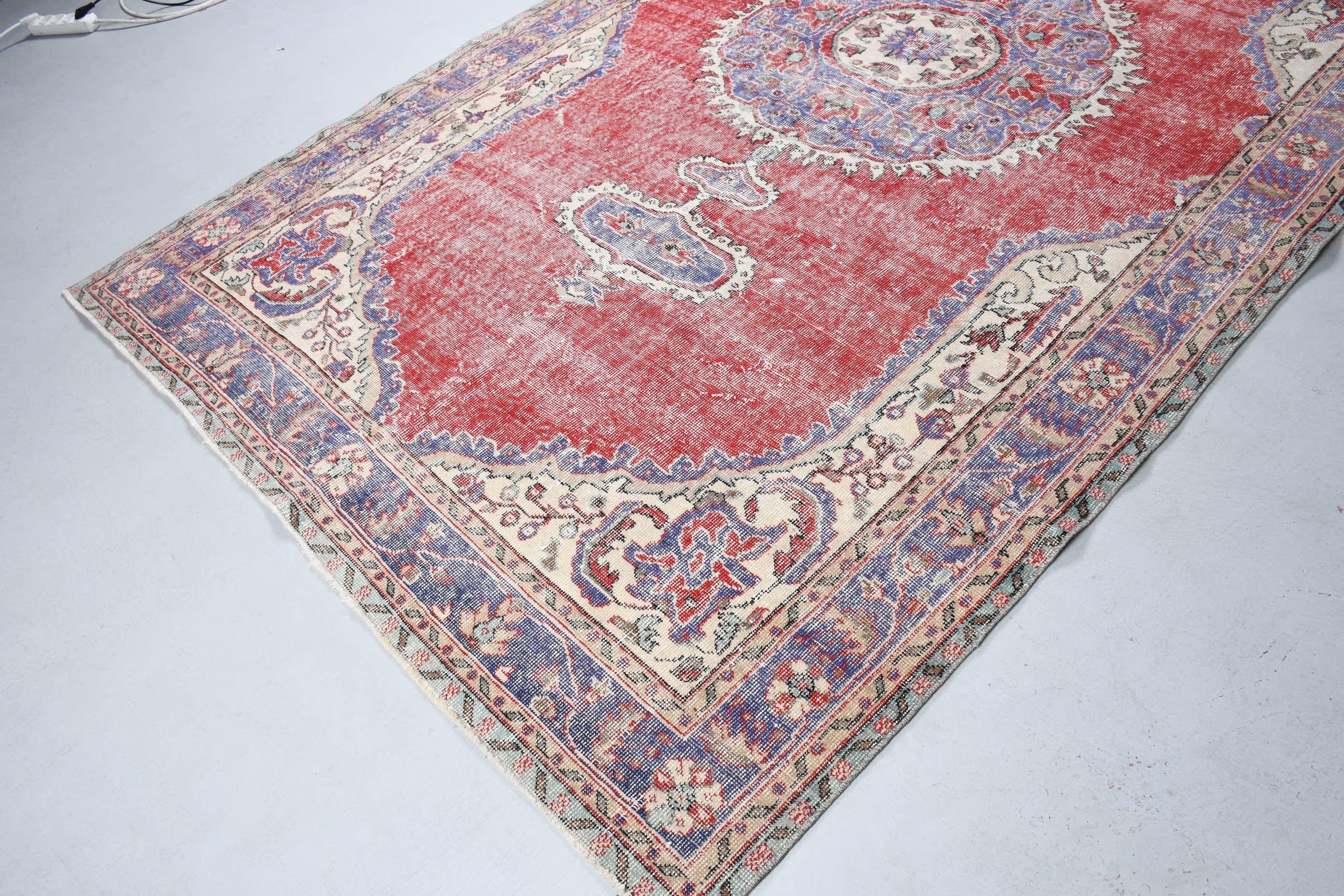 Bedroom Rug, 6.2x10.7 ft Large Rugs, Turkish Rugs, Kitchen Rugs, Rugs for Bedroom, Vintage Rug, Red Home Decor Rug, Living Room Rug