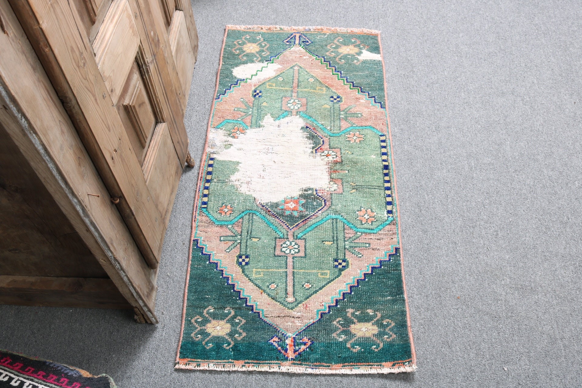 1.6x3.3 ft Small Rug, Nursery Rug, Turkish Rugs, Rugs for Kitchen, Vintage Rug, Cool Rugs, Bath Rug, Green Modern Rugs, Bedroom Rugs