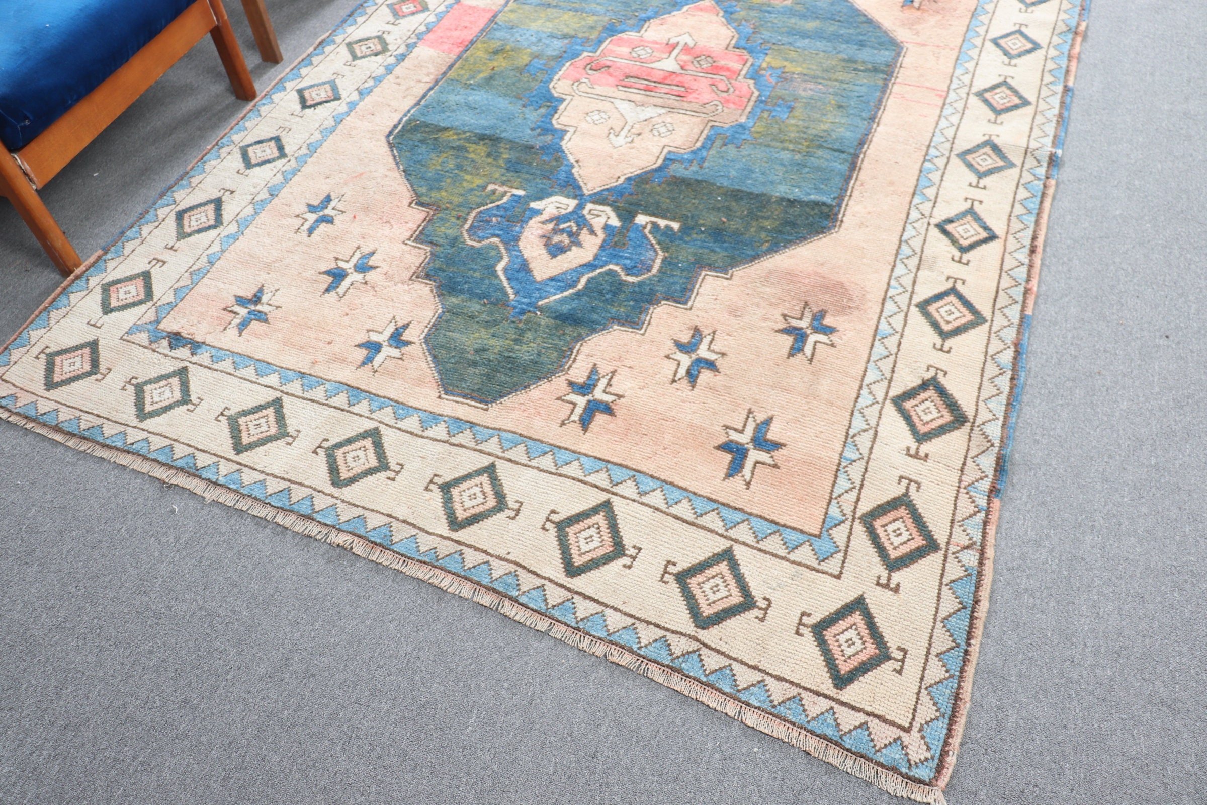 Living Room Rug, Vintage Rug, Turkish Rug, Salon Rugs, Orange Cool Rugs, 5.9x8.6 ft Large Rug, Moroccan Rugs, Custom Rug