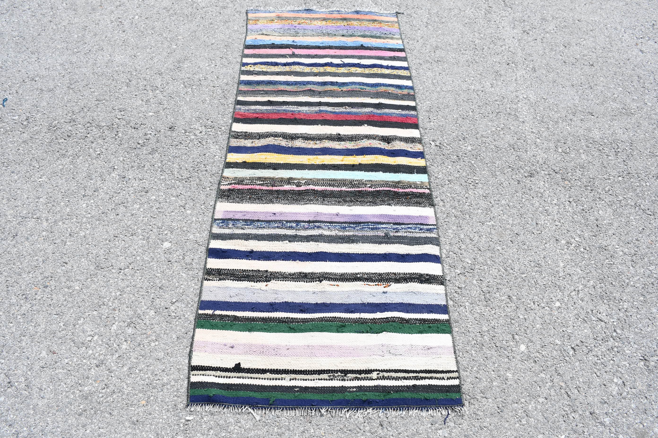 Oryantal Halı, Kilim, 2.3x6.1 ft Yolluk Halısı, Türk Halısı, Bej Havalı Halı, Vintage Halılar, Koridor Halısı, Merdiven Halısı, Soğuk Halı, Mutfak Halıları