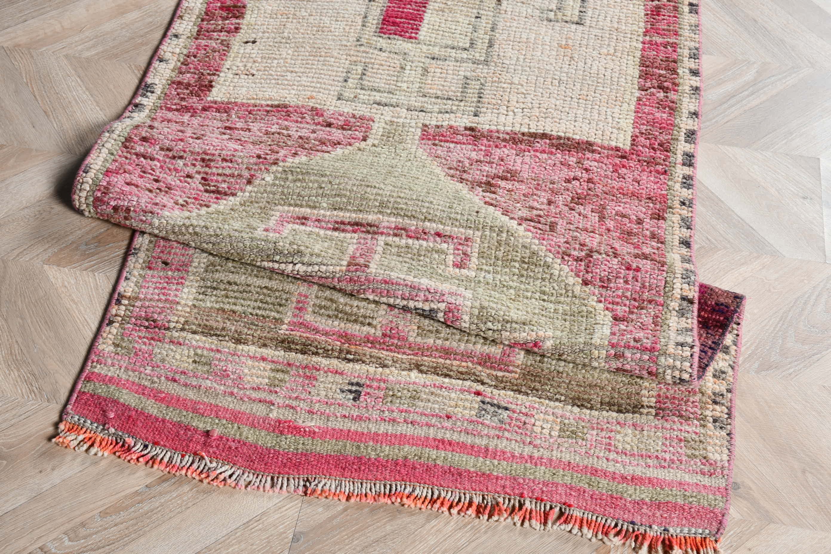 2.4x10.4 ft Runner Rug, Rugs for Corridor, Bright Rugs, Turkish Rug, Cool Rug, Vintage Rug, Floor Rug, Pink Oriental Rugs, Kitchen Rugs