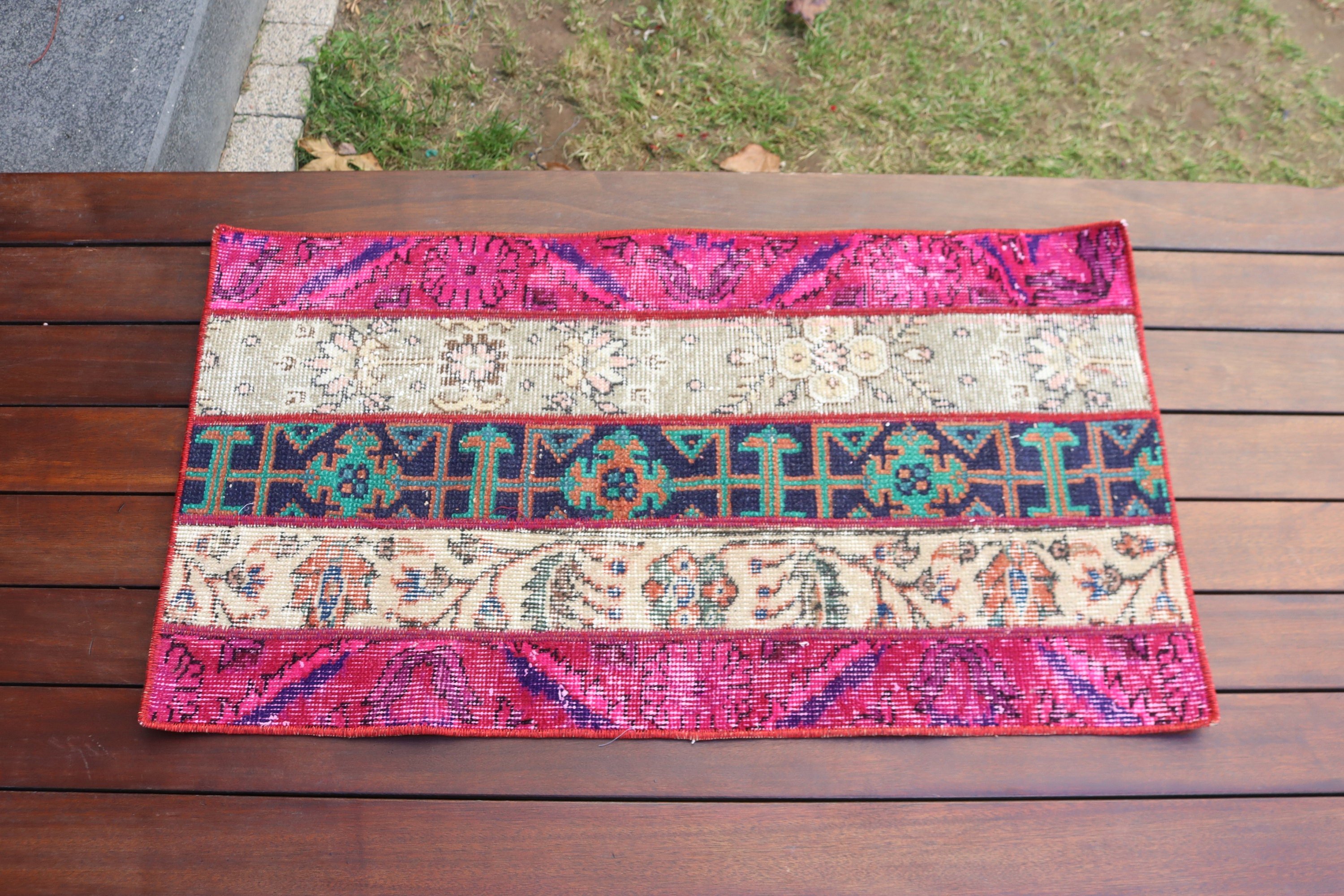 Pembe 1.7x3.1 ft Küçük Halı, Küçük Vintage Halılar, Ev Dekorasyonu Halısı, Küçük Boho Halısı, Vintage Halılar, Boho Halısı, Türk Halıları