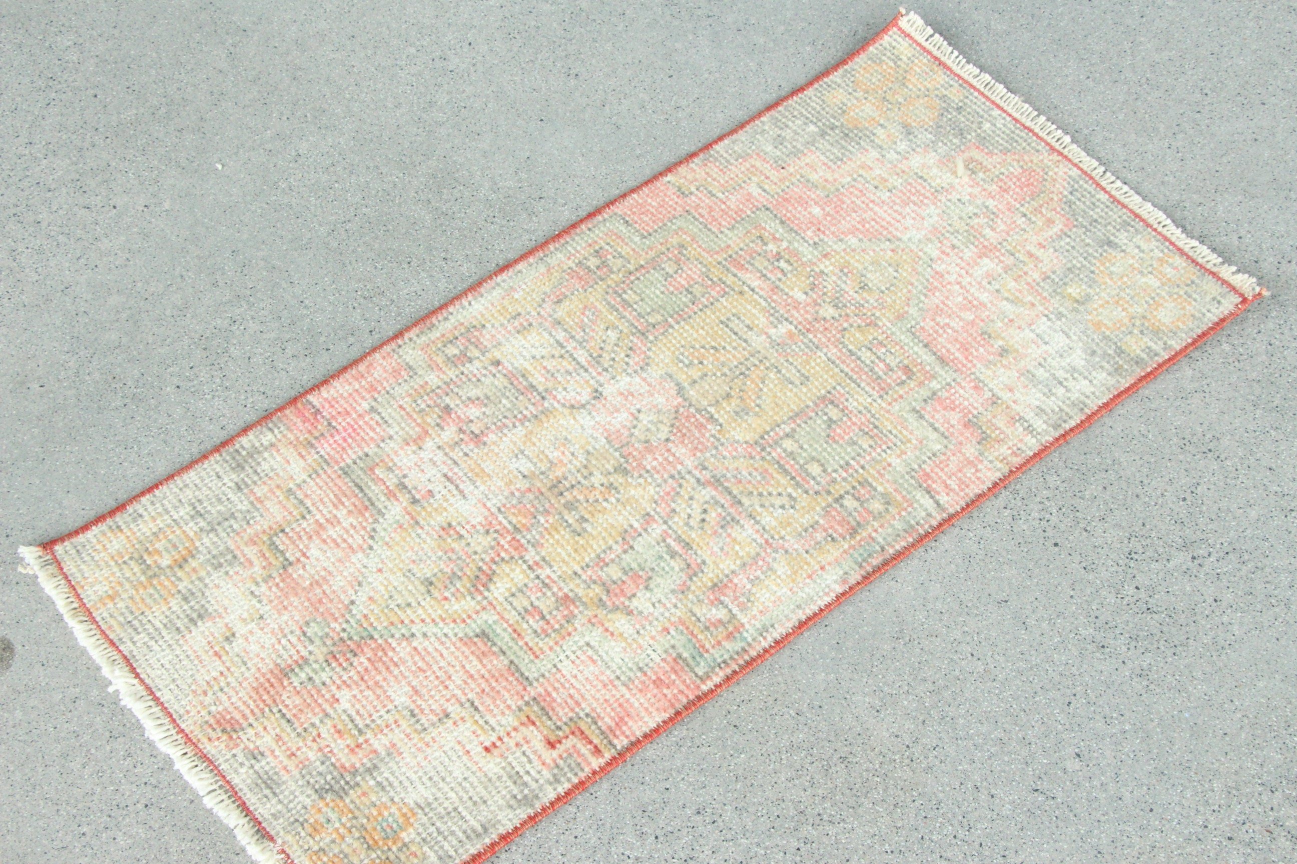 Vintage Rug, Entry Rug, 1.3x2.8 ft Small Rug, Turkish Rugs, Home Decor Rugs, Red Wool Rug, Rugs for Wall Hanging, Kitchen Rug, Wool Rug