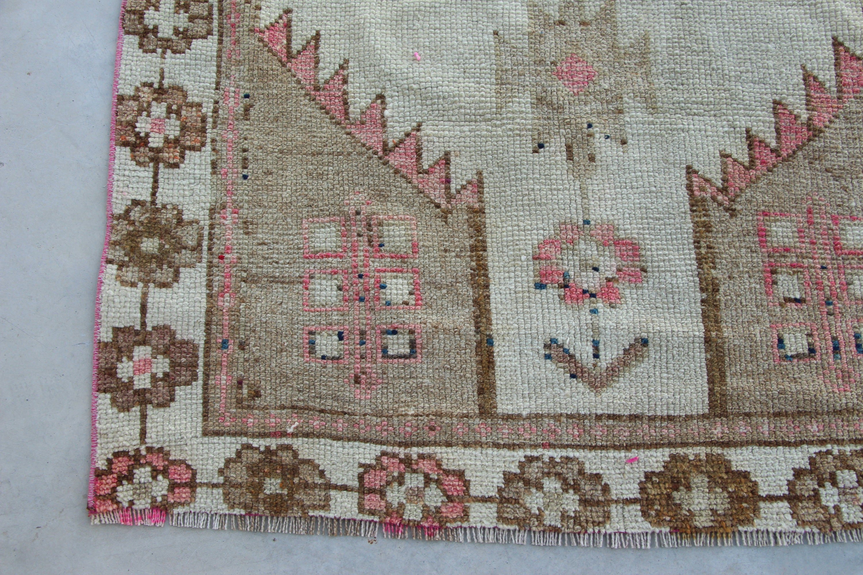 Beige  3.7x12.3 ft Runner Rug, Oriental Rug, Hallway Rug, Moroccan Rug, Vintage Rug, Turkish Rug, Cute Rugs, Rugs for Runner