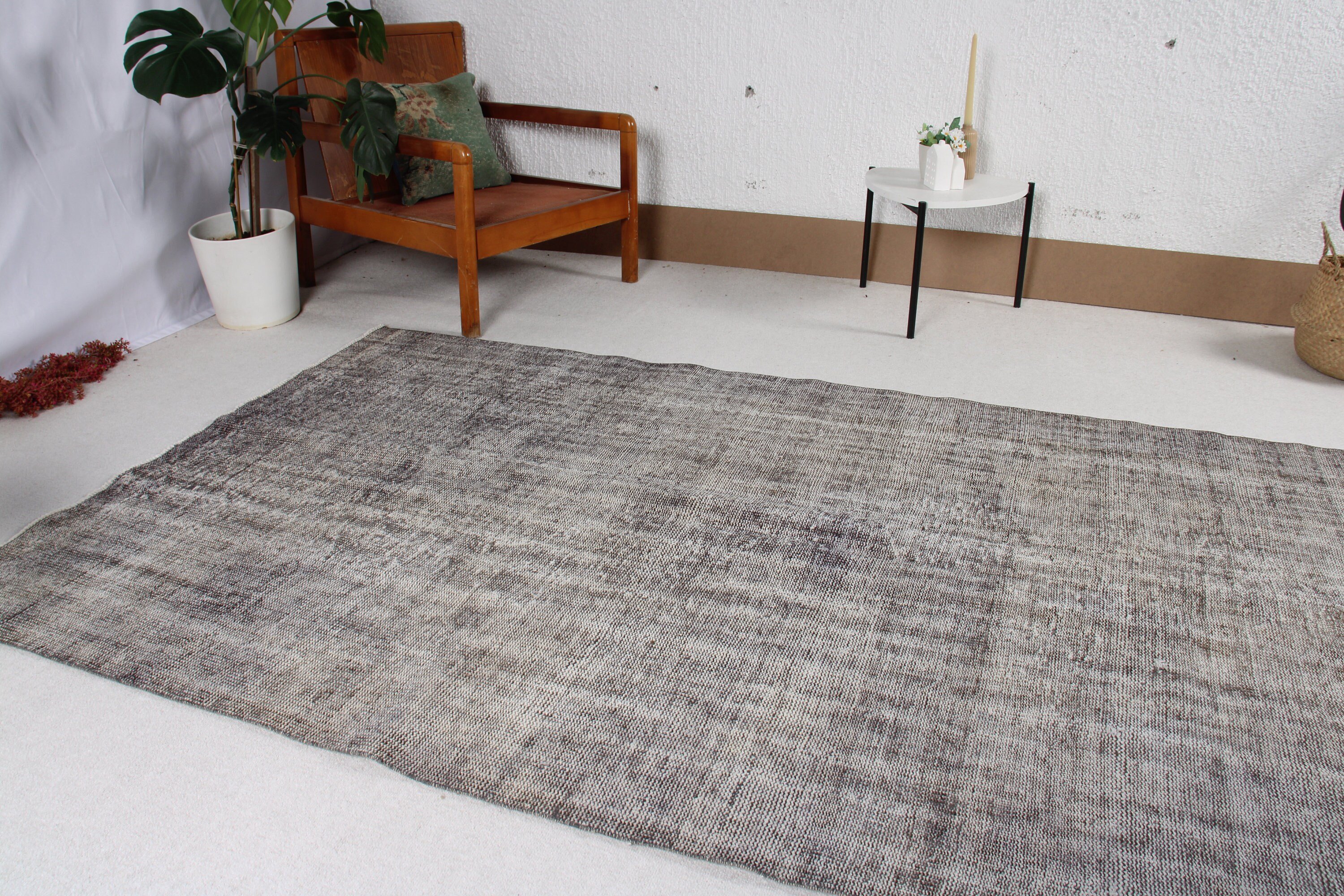 Vintage Rugs, Handwoven Rug, Floor Rugs, Large Vintage Rug, Gray Handwoven Rug, Large Boho Rug, Turkish Rugs, 4.9x9.4 ft Large Rugs