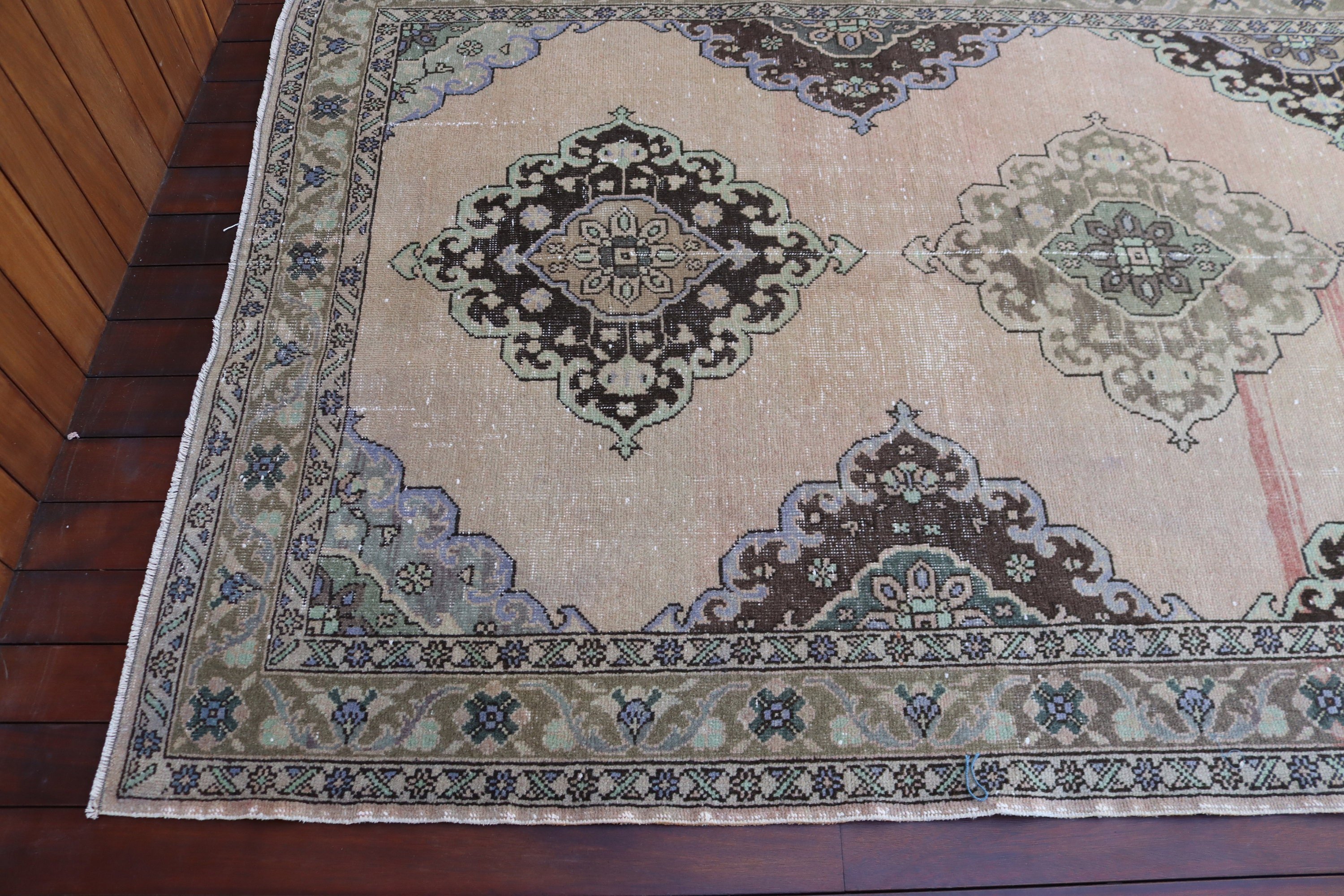 Mutfak Halısı, Vintage Yolluk Halıları, Yer Halıları, Oushak Halıları, 4,9x13,4 ft Runner Halıları, Vintage Halılar, Türk Halıları, Bej Yün Halılar, Tribal Halı