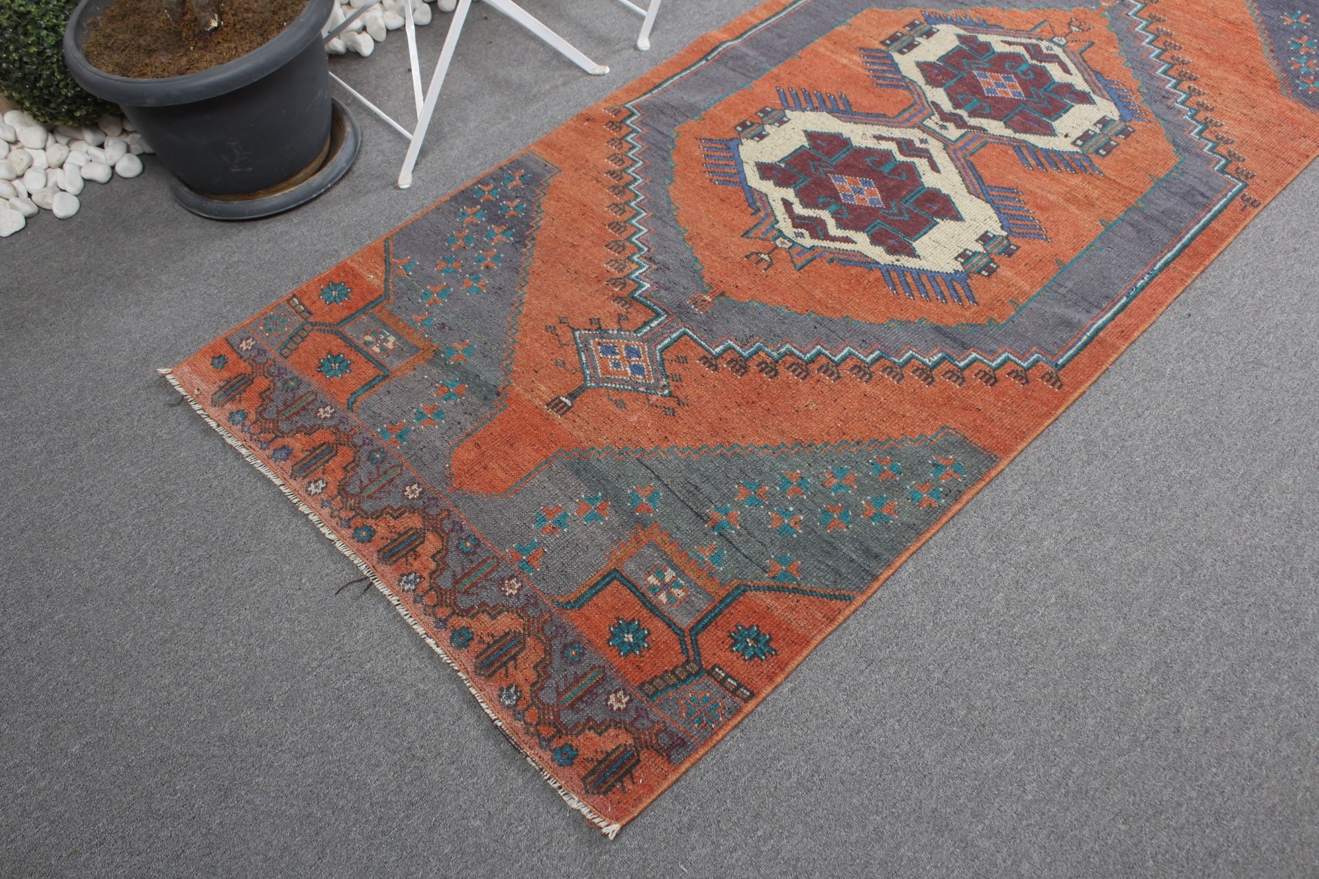 Turkish Rug, Oriental Rug, Handmade Rug, Entry Rug, Vintage Rug, 3.1x7.7 ft Accent Rugs, Orange Bedroom Rug, Nursery Rugs