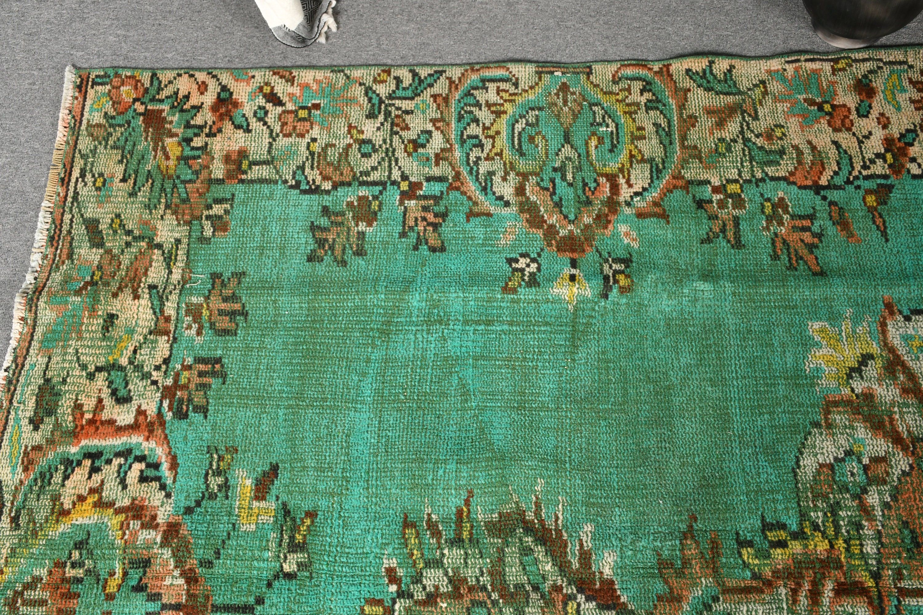 Living Room Rug, Green  4.9x8.4 ft Large Rugs, Kitchen Rugs, Wool Rug, Rugs for Salon, Turkish Rugs, Vintage Rugs, Salon Rug