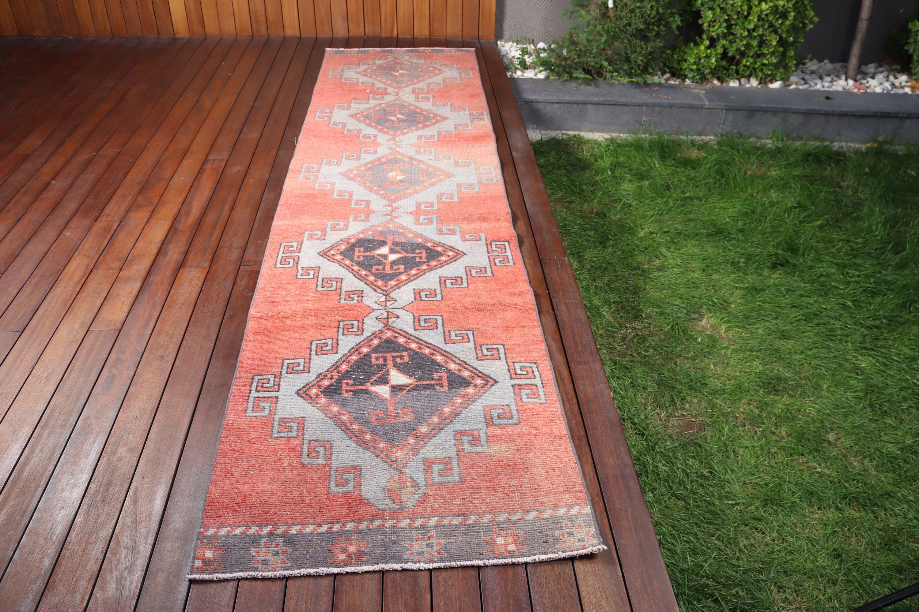 Vintage Runner Rug, Hallway Rug, Boho Rug, Red Anatolian Rug, Turkish Rug, Wool Rugs, 2.7x10.8 ft Runner Rug, Statement Rug, Vintage Rugs