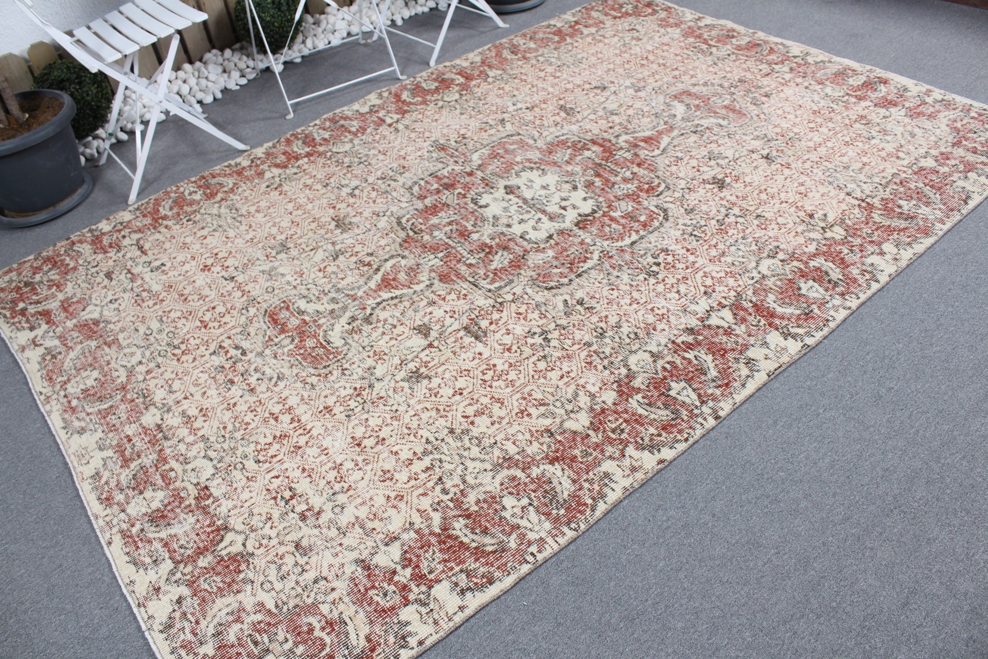 Dining Room Rug, Living Room Rugs, Floor Rugs, Turkish Rug, Vintage Rugs, Handmade Rug, Cool Rug, Beige  5.9x8.9 ft Large Rugs