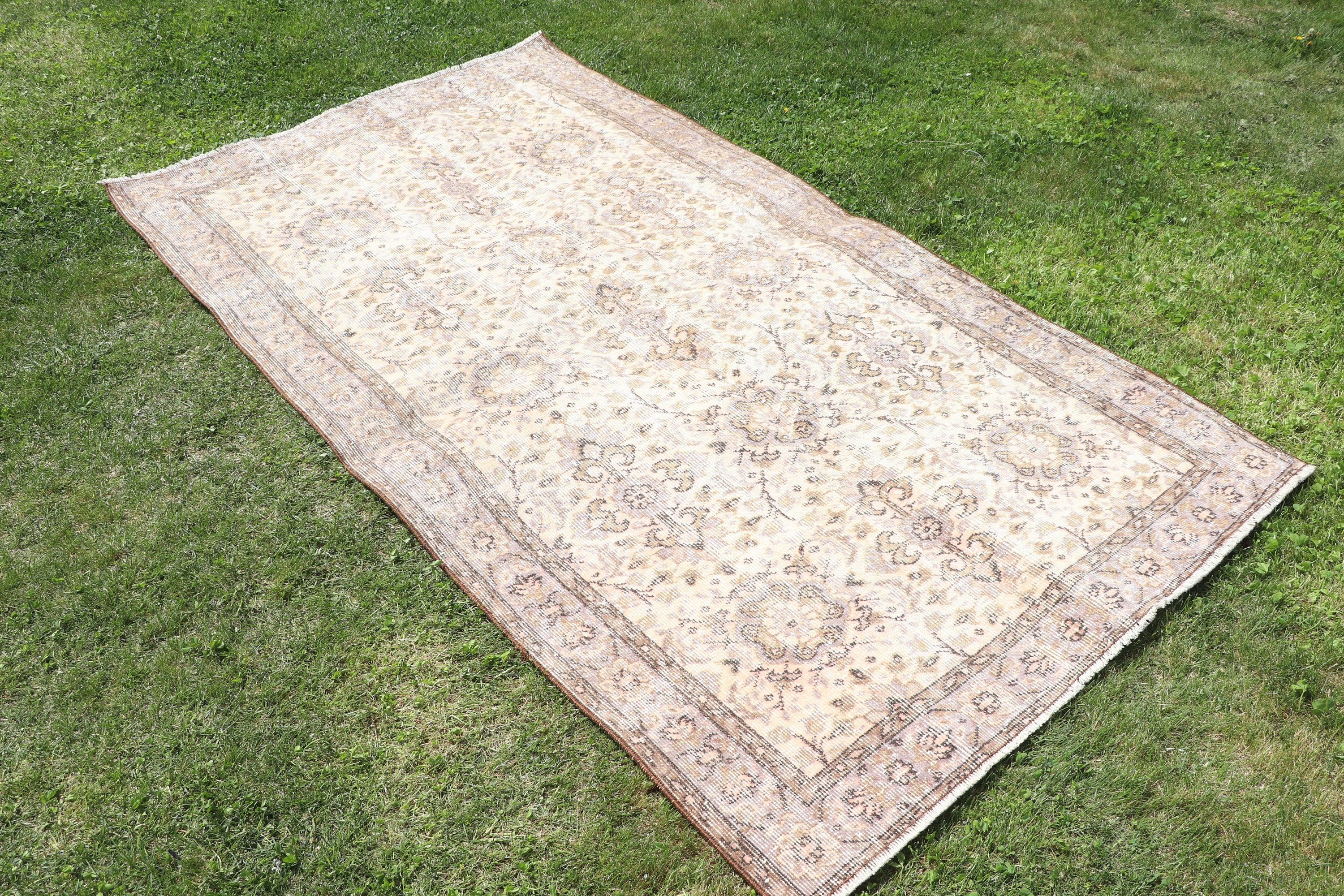 Lüks Halılar, Türk Halısı, Vintage Halı, Bej El Dokuma Halı, El Dokuma Halılar, Yer Halısı, 3.9x6.9 ft Alan Halısı, Yatak Odası Halıları, Yatak Odası Halıları