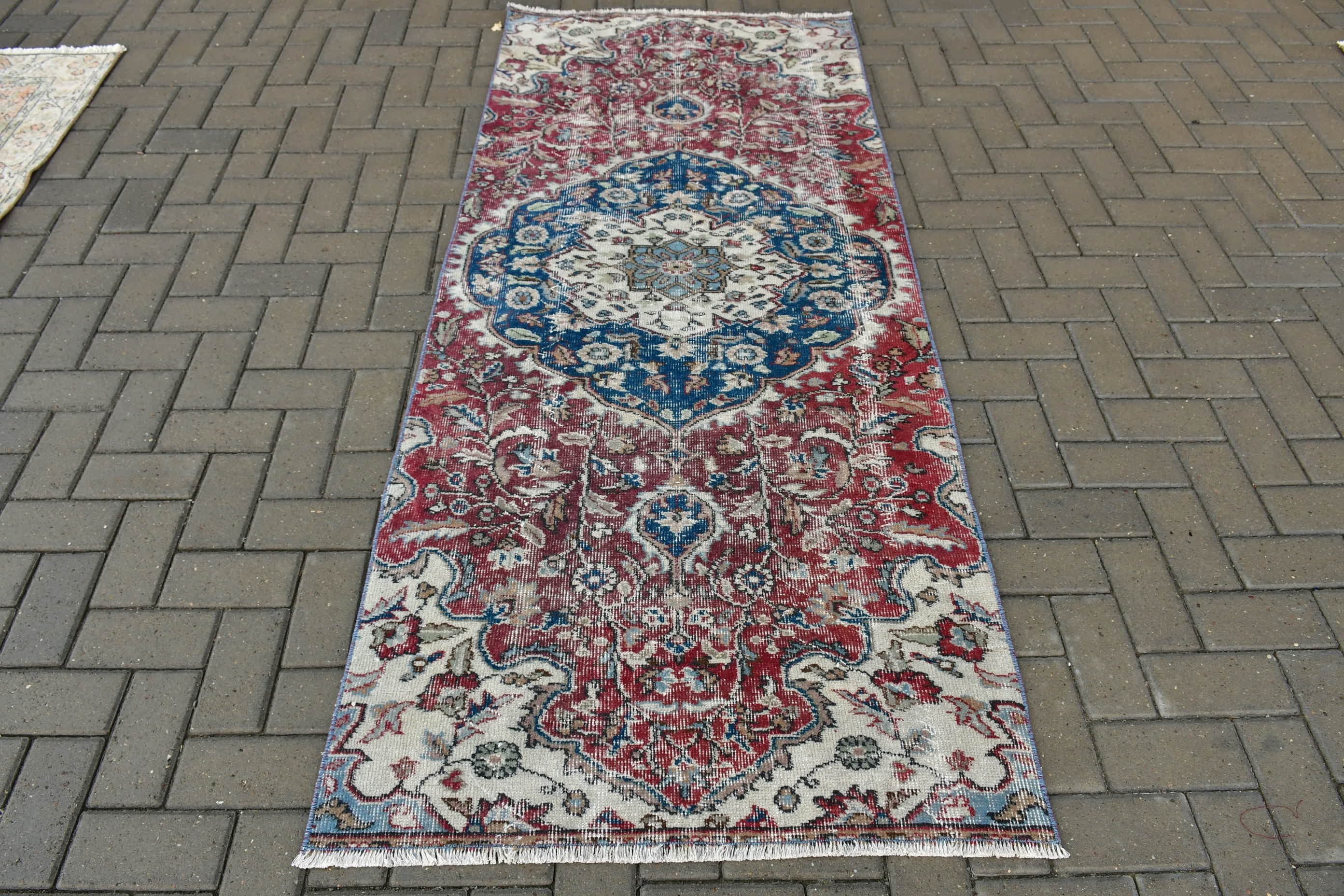3.1x7.4 ft Accent Rug, Vintage Rug, Turkish Rugs, Moroccan Rugs, Oriental Rug, Kitchen Rug, Bedroom Rugs, Pale Rugs, Red Home Decor Rug