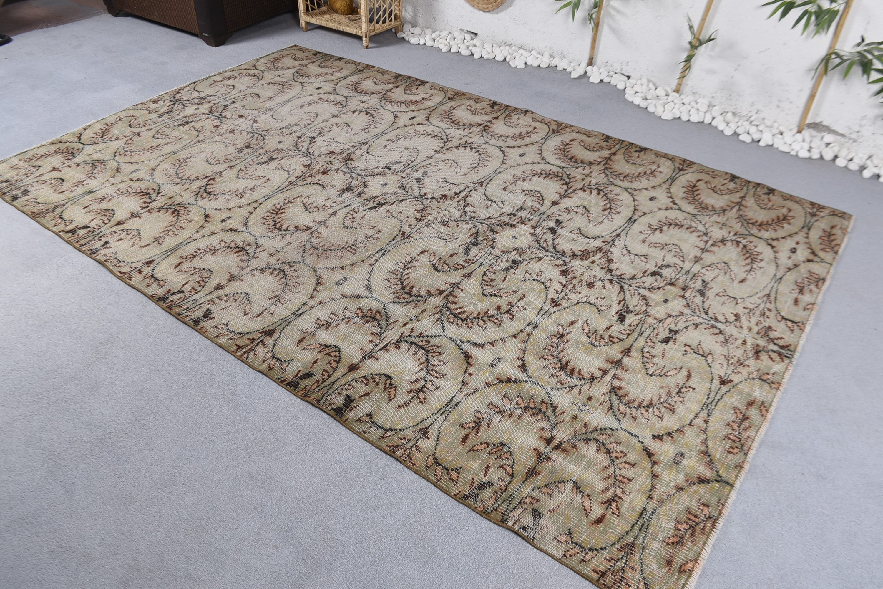 5.7x9 ft Büyük Halı, Harika Halılar, Vintage Halı, Büyük Vintage Halılar, Yatak Odası Halısı, El Dokuma Halı, Türk Halıları, Siyah Oushak Halıları, Lüks Halı