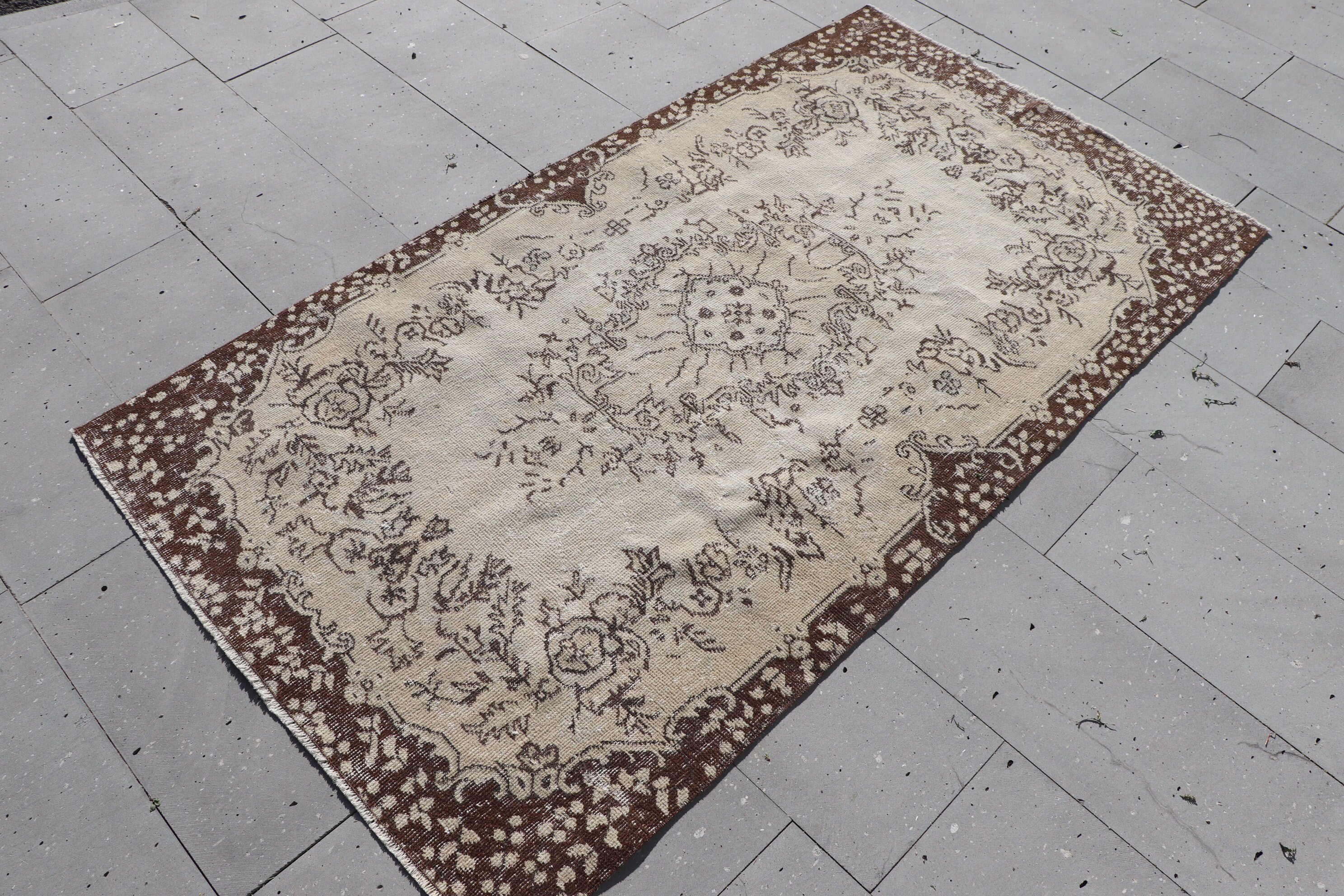 Anadolu Halısı, Türk Halısı, Bej Antika Halı, Türkiye Halıları, 3,7x6,8 ft Alan Halısı, Mutfak Halıları, Yatak Odası Halıları, Yatak Odası Halıları, Vintage Halılar