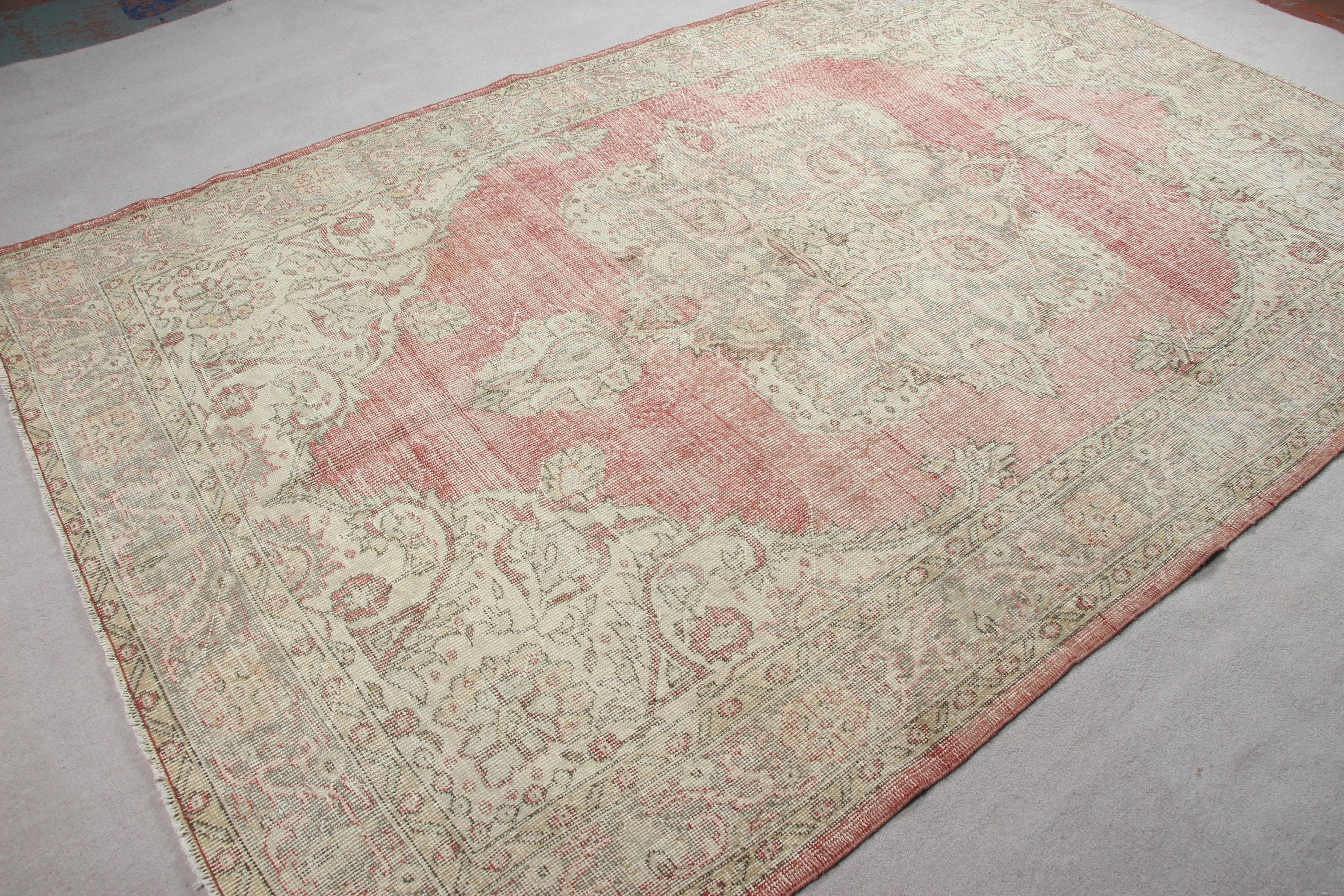 Vintage Halılar, Türk Halısı, 6.2x8.7 ft Büyük Halı, Yatak Odası Halıları, Pembe Antika Halılar, Yemek Odası Halısı, Fas Halısı, Havalı Halılar, Soyut Halı