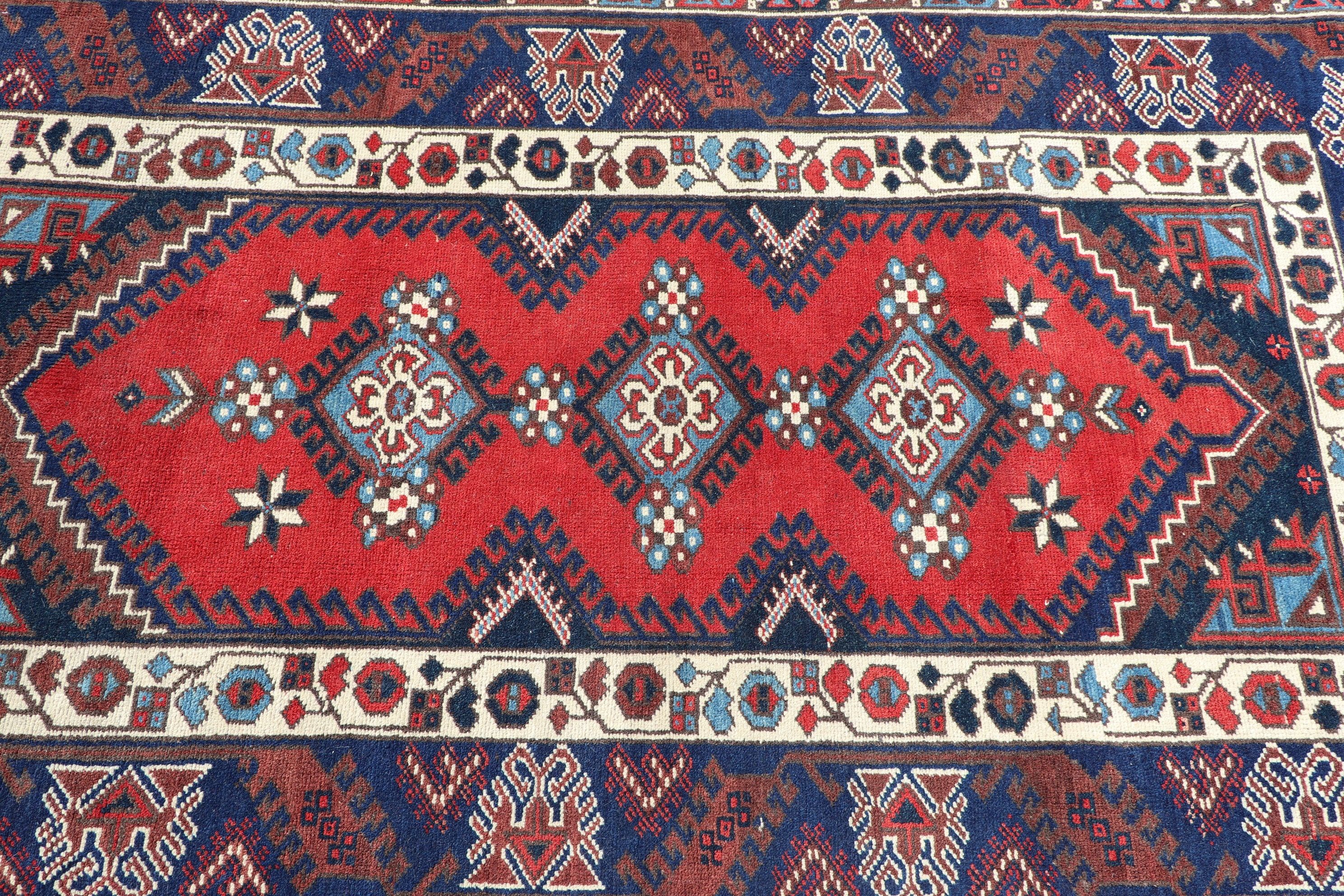 Old Rug, 4.1x6.4 ft Area Rug, Floor Rug, Vintage Rugs, Tribal Rugs, Moroccan Rugs, Red Kitchen Rugs, Turkish Rugs, Rugs for Nursery