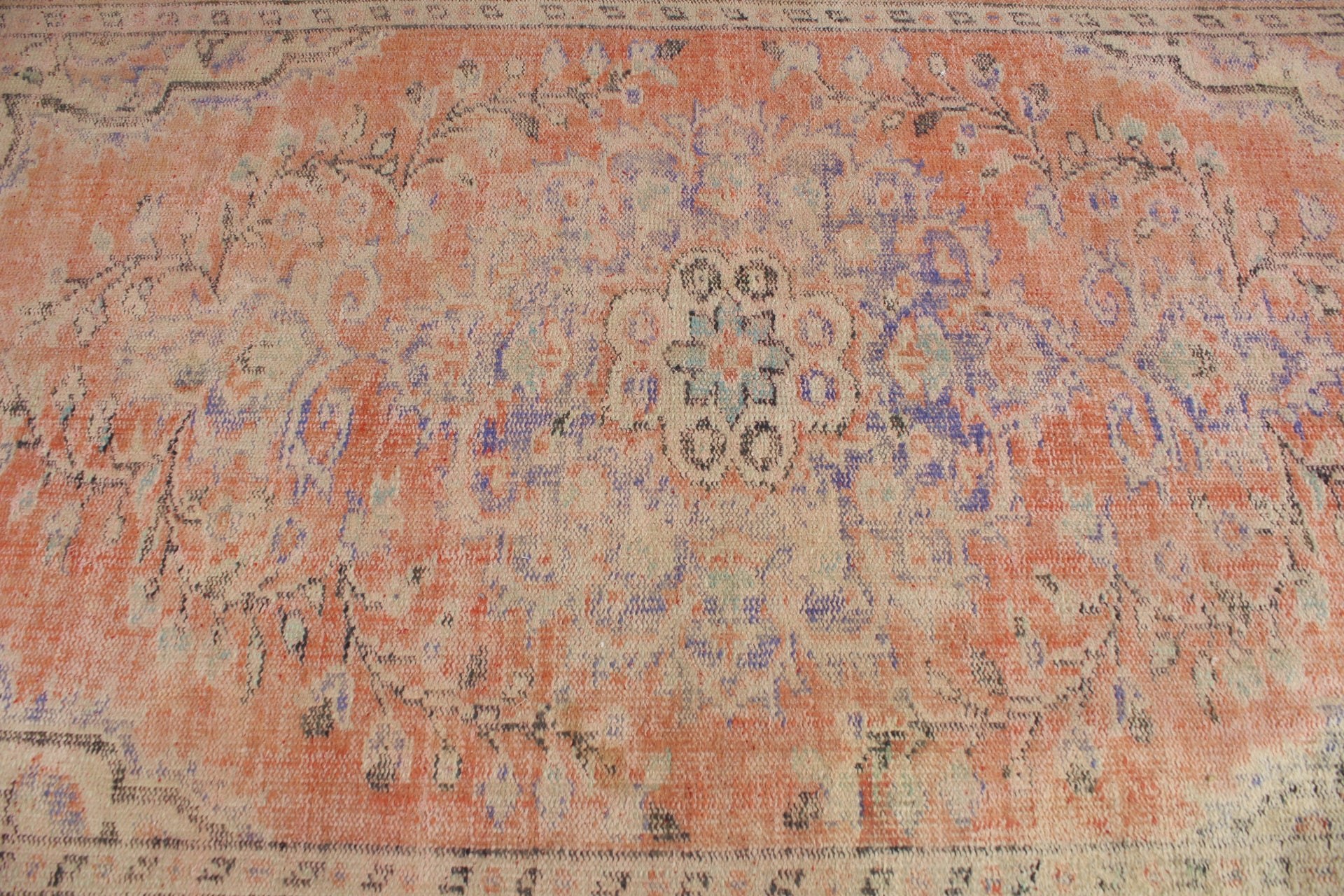 Orange Wool Rug, Oriental Rug, Living Room Rug, Rugs for Salon, Turkish Rugs, Salon Rug, Vintage Rugs, Moroccan Rugs, 5.1x9.4 ft Large Rug