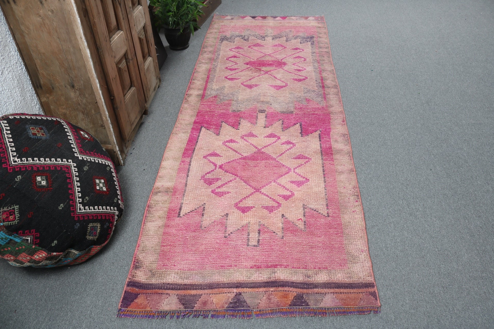 Rugs for Corridor, 3.1x9.4 ft Runner Rug, Kitchen Rugs, Cool Rugs, Long Runner Rugs, Modern Rug, Turkish Rug, Pink Boho Rug, Vintage Rug