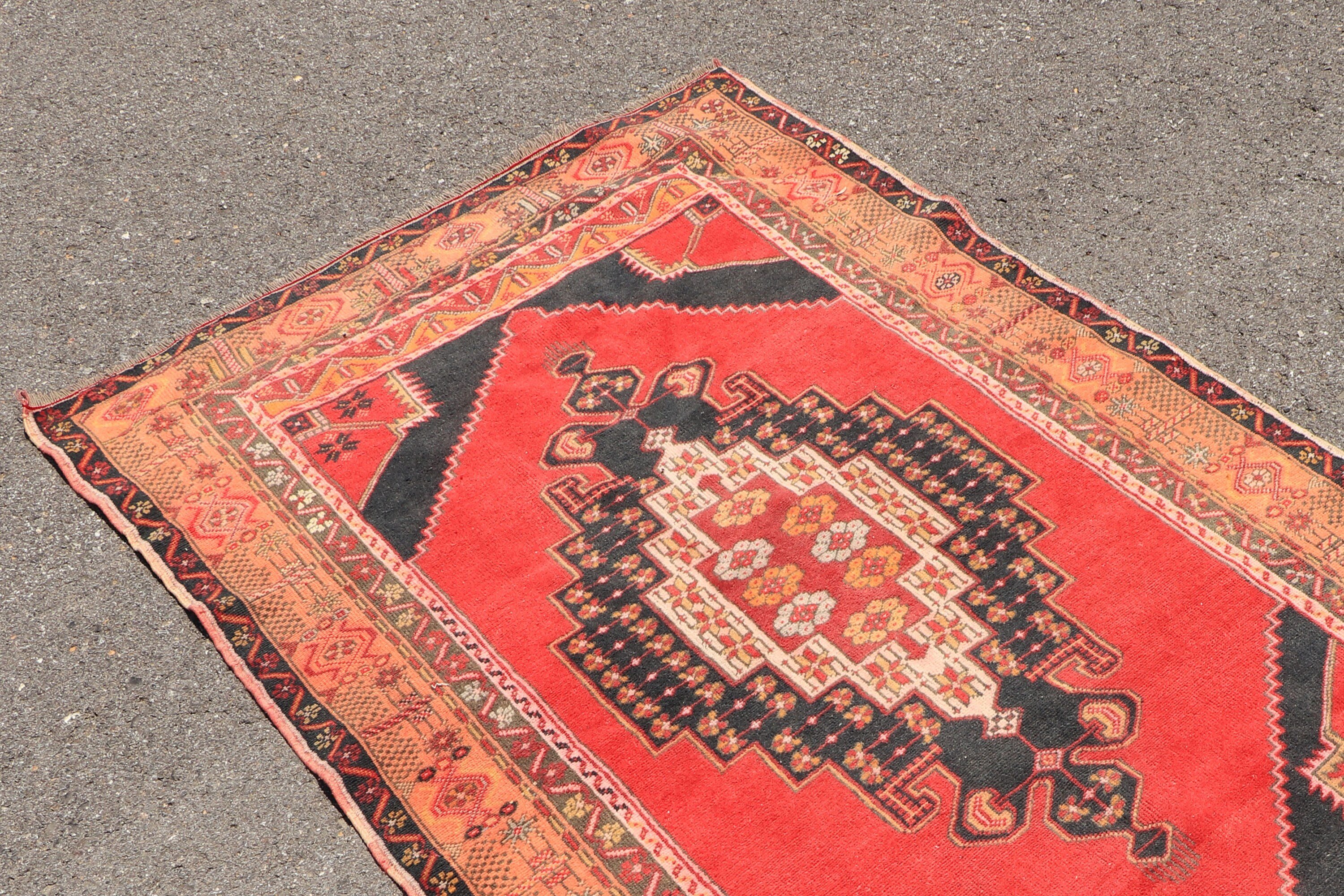 Vintage Rugs, Turkish Rug, Rugs for Floor, Living Room Rugs, Boho Rug, Bedroom Rug, Red Oriental Rug, Floor Rugs, 4.1x7.3 ft Area Rugs