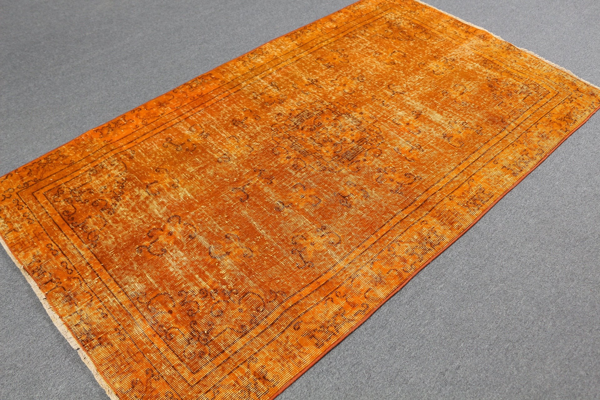 Rugs for Area, Kitchen Rug, Floor Rug, Turkish Rugs, Orange Oushak Rugs, Antique Rugs, Vintage Rugs, 3.7x6.6 ft Area Rug, Dining Room Rugs