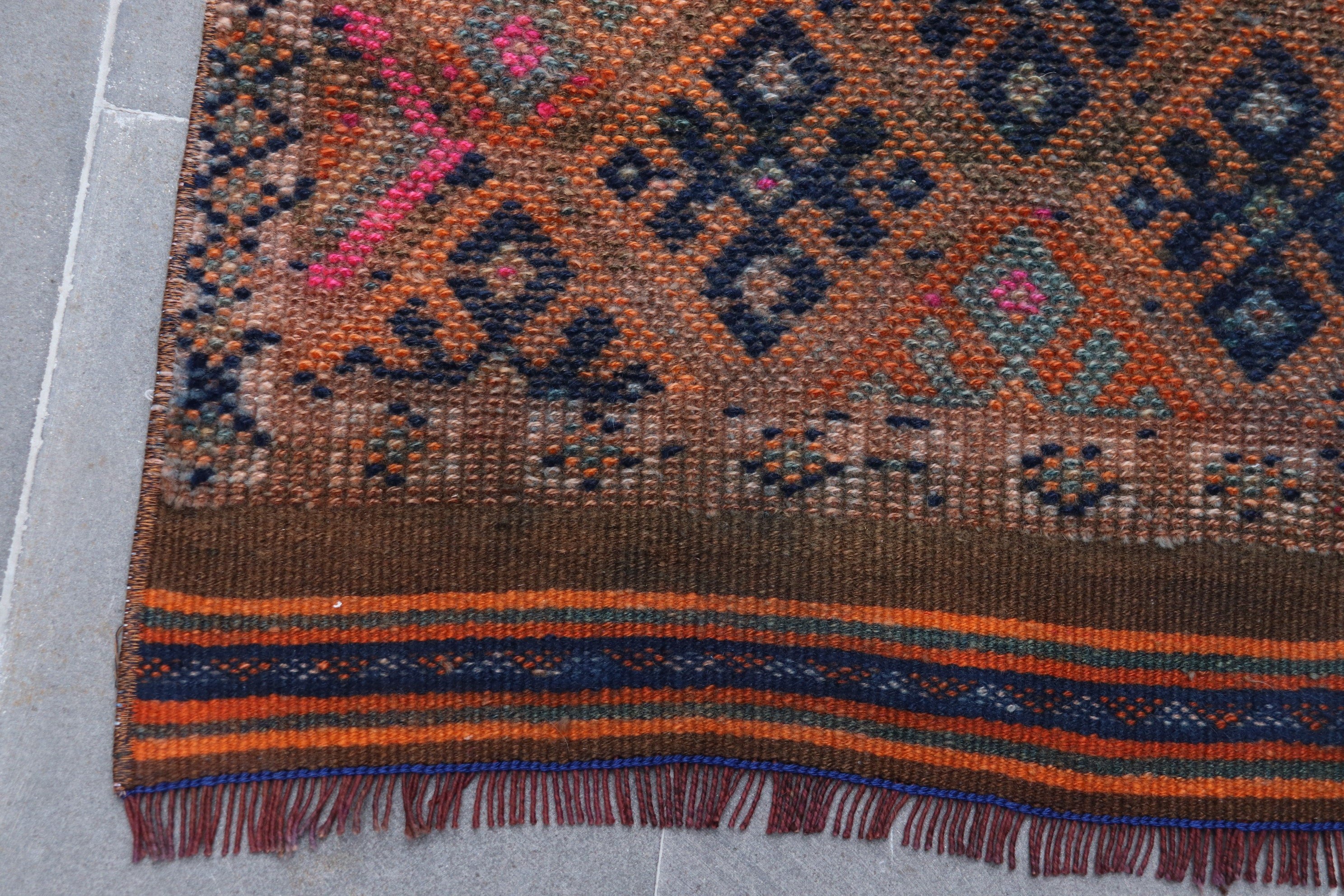 Orange Anatolian Rug, Anatolian Rug, Corridor Rugs, Vintage Rugs, Stair Rugs, Bedroom Rugs, 2.6x13.5 ft Runner Rugs, Old Rug, Turkish Rugs